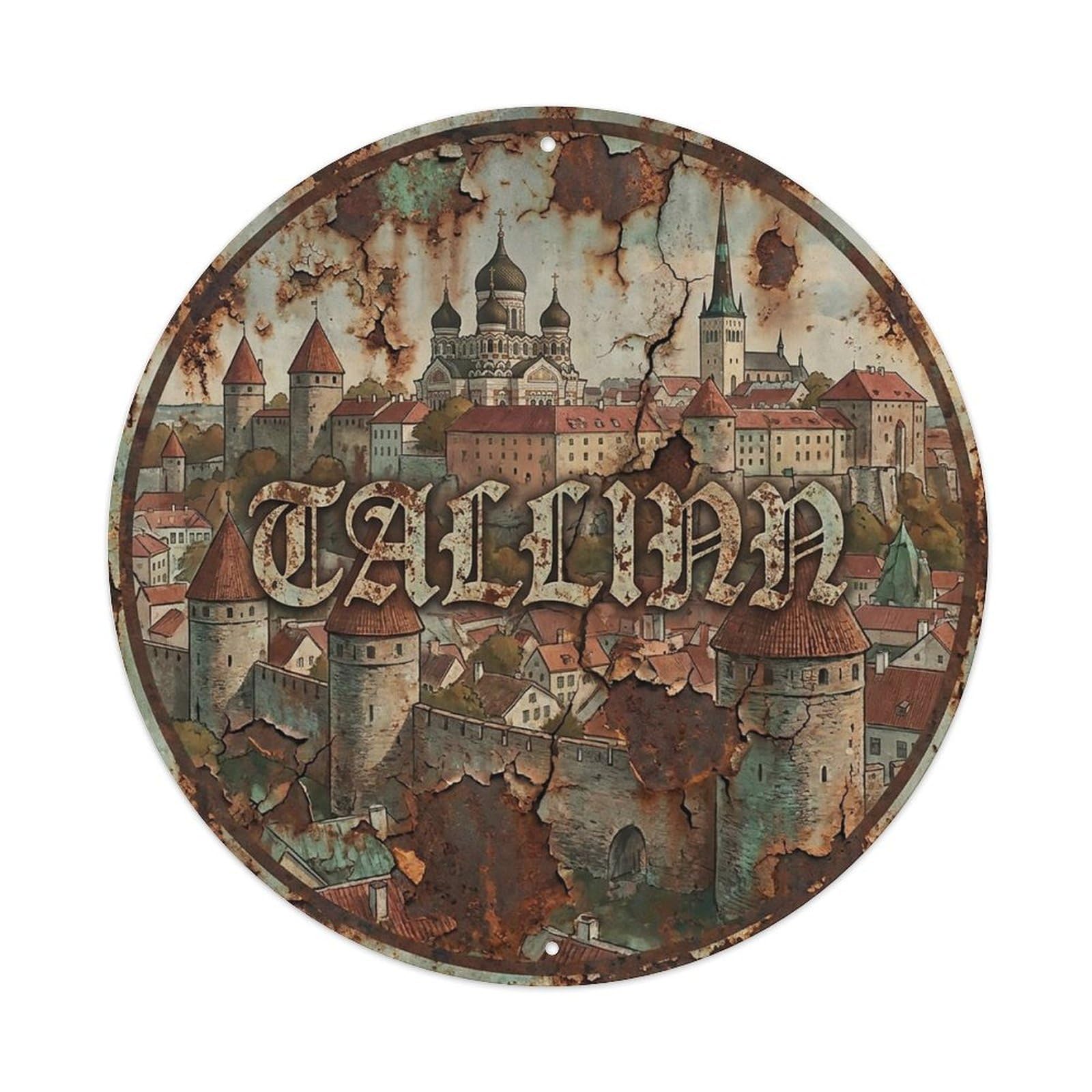 Vintage Travel Estonia Tallinn Metal Tin Sign