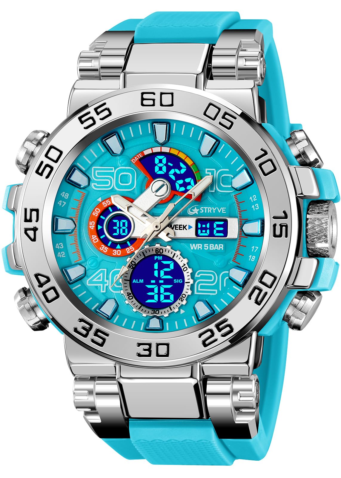FANMIS Relojes Deportivos Militares para Hombre, Resistentes al Agua, diseño de Color, Cara Grande, Digital, analógico, táctico, cronógrafo, para Exteriores, cronógrafo de Doble Hora, LED, Alarma