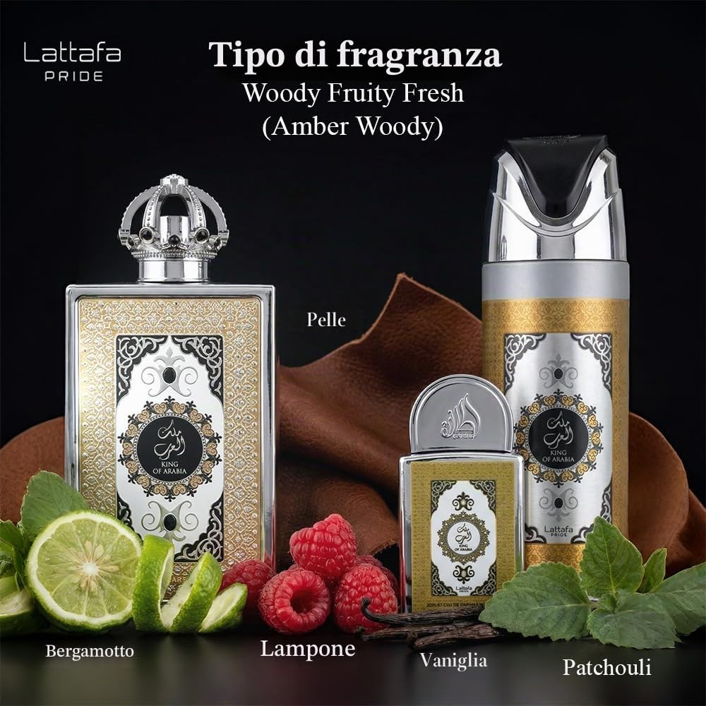 Lattafa King of Arabia Gift Set Eau de Parfum - 100 ml + 20 ml + 200 ml Deodorante