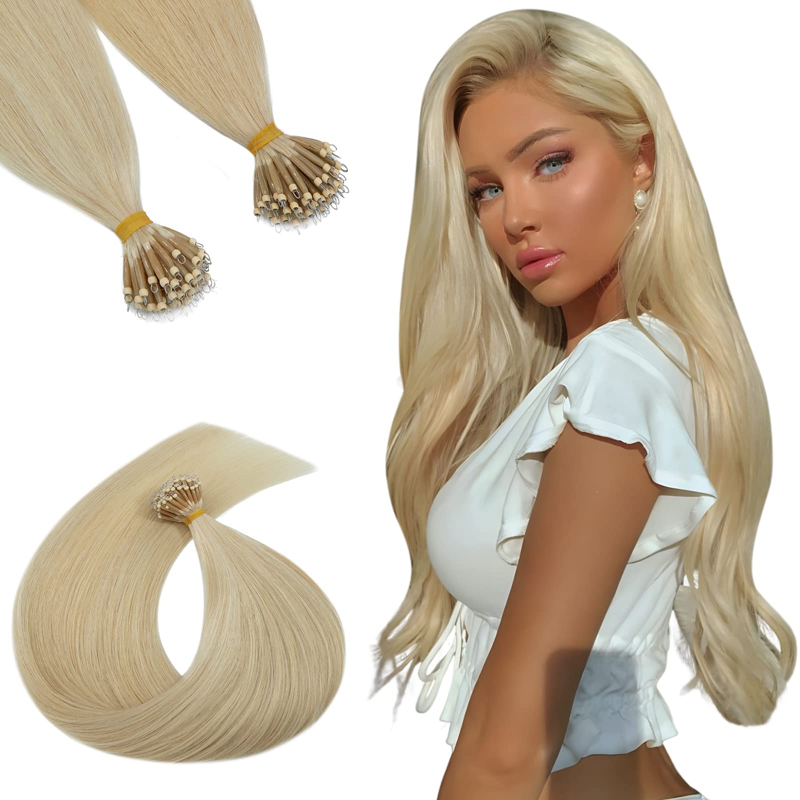Amazon.com : TESSHAIR Nano Ring Hair Extensions, 100% Remy  display picture 3