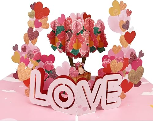 Miniatura 1 de Tarjeta de San Valentín 3D romántica de 6 x 8 pulgadas, tarjeta de amor para el día de la madre, tarjeta desplegable con sobre, tarjeta extraíble en