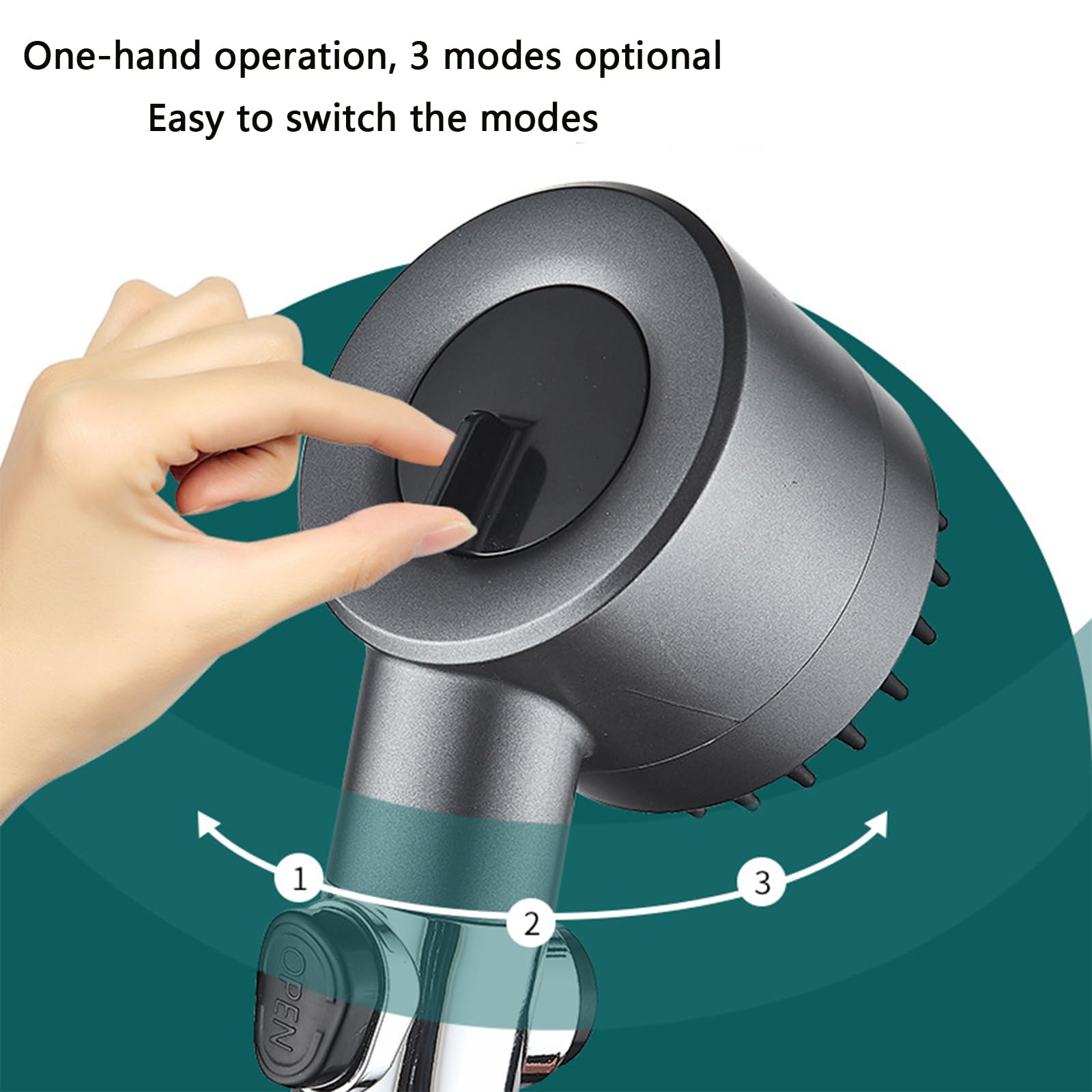 Soffione Doccia Universale A Risparmio Idrico Con 3 Modalità E Pulsante Stop - Massaggiatore In Silicone, Filtri Inclusi - 5