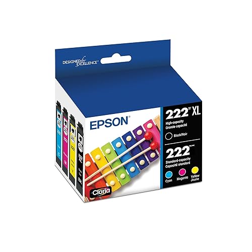 EPSON 222 Claria Ink High Capacity Black & Standard Color Cartridge Combo Pack (T222XL-BCS) Works with WorkForce WF-2960, Expression XP-5200, Black/Cyan/Magenta/Yellow - Ink Cartridges