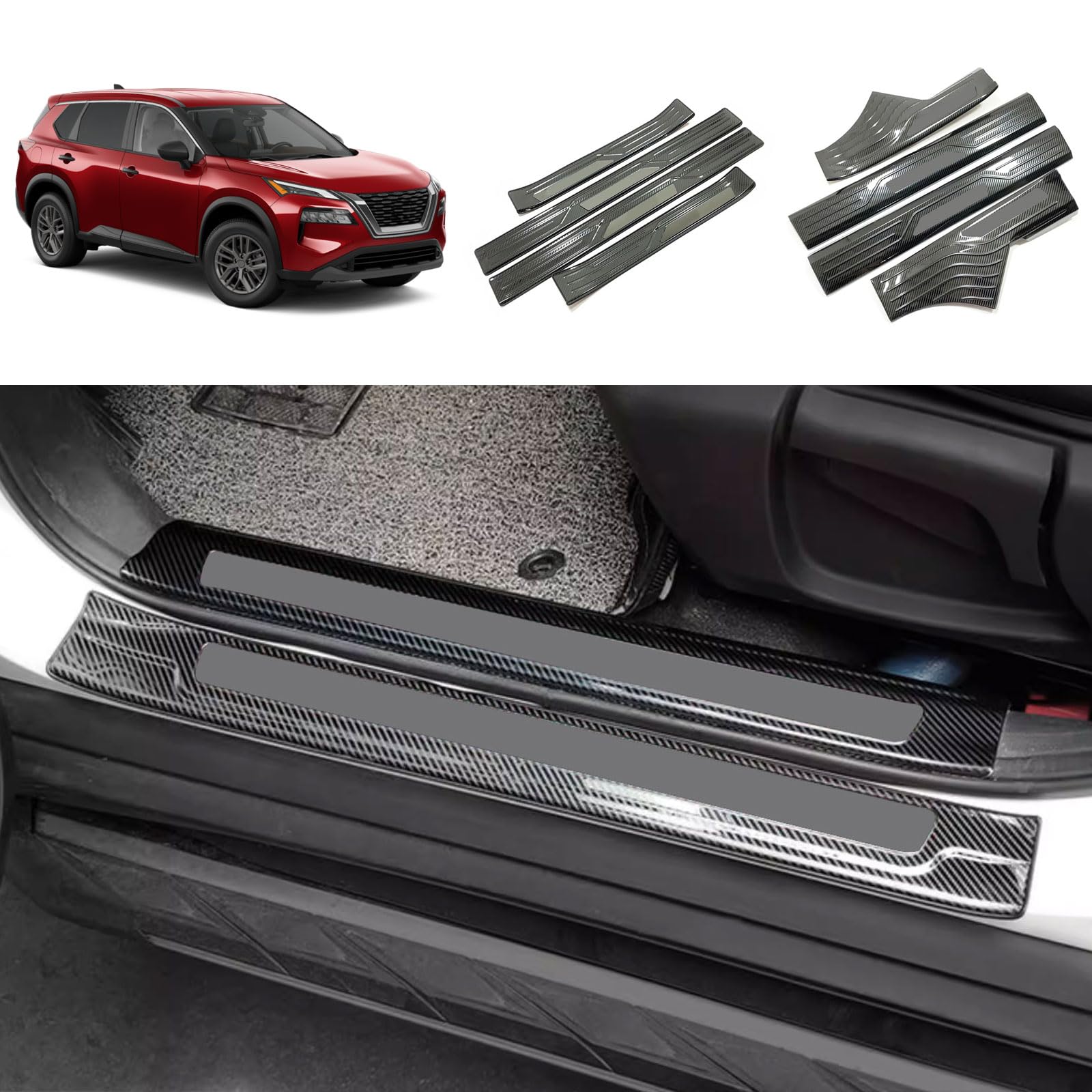 Entry Guards Cover Compatible with Nissan Rogue 2021 2022 2023 2024 2025 2026 Door Sills Welcome Pedal Protect