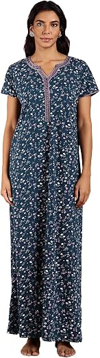 9shines Label Stylish Hosiery Cotton Nighty Maxi for Women | Full Length Trendy Nightgown | Premium Nightdress | Nightwear...