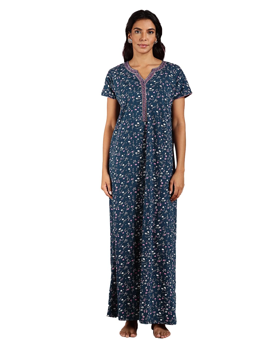 9shines Label Stylish Hosiery Cotton Nighty Maxi for Women | Full Length Trendy Nightgown | Premium Nightdress | Nightwear...