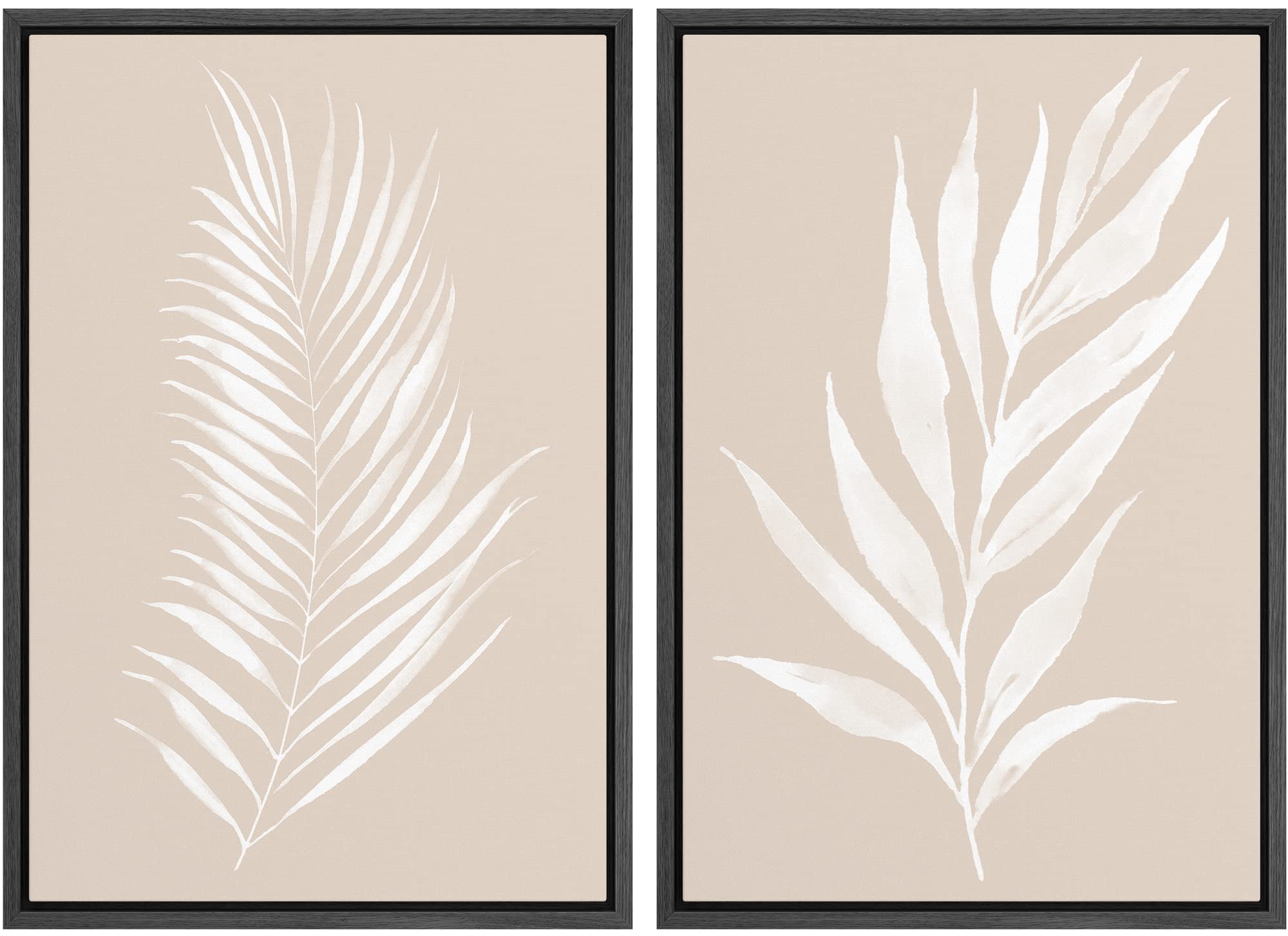 signwin canvas print wall art set tropical palm forest leaf silhouette nature wilderness illustrations modern art rustic multicolor for living room, bedroom, office - 24"x36"x2 black