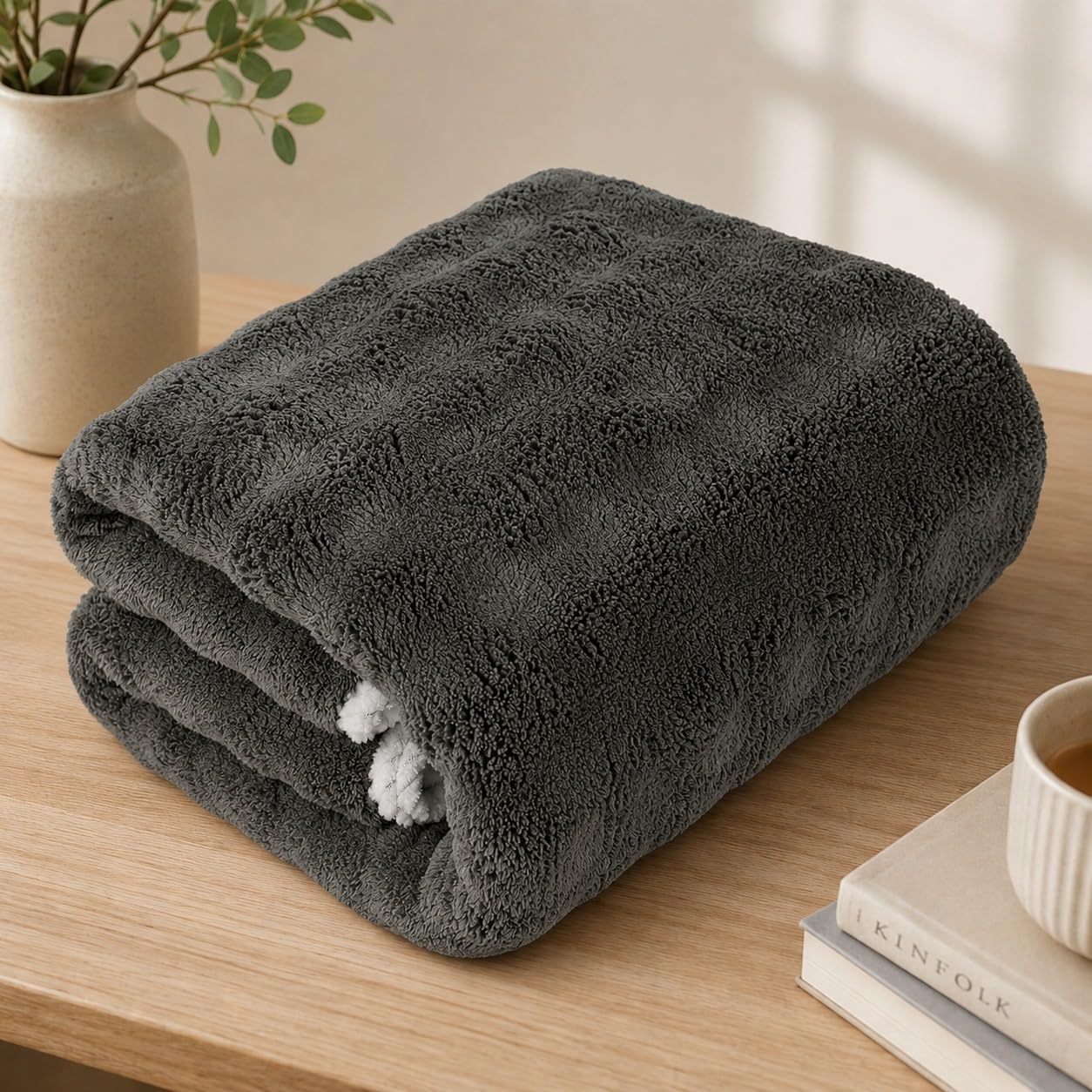 Microfiber Towels for Bath Large Size-Super Soft Coral Fleece Towel with Hook Quick Dry Super Absorbent-Bath Towel for Men and Women | Perfect for Everyday Use-70x140 cm, 350 GSM (1, Gray)-image-13