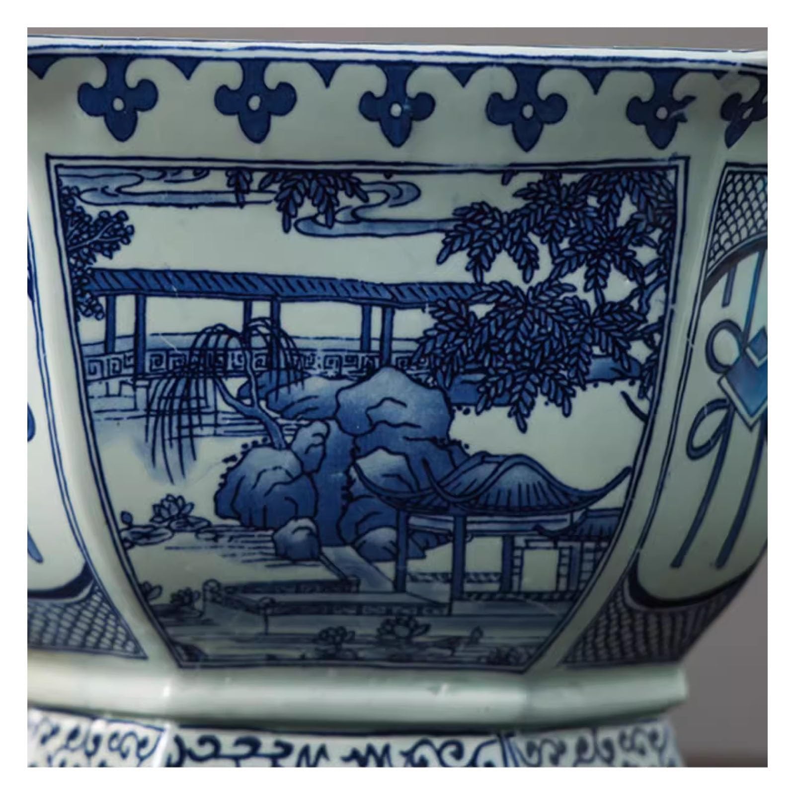 Chiński styl niebiesko-biała ceramiczna doniczka na kwiaty z otworami drenażowymi, dekoracyjna donica bonsai do dekoracji domu, biura, kawiarni i ogrodu