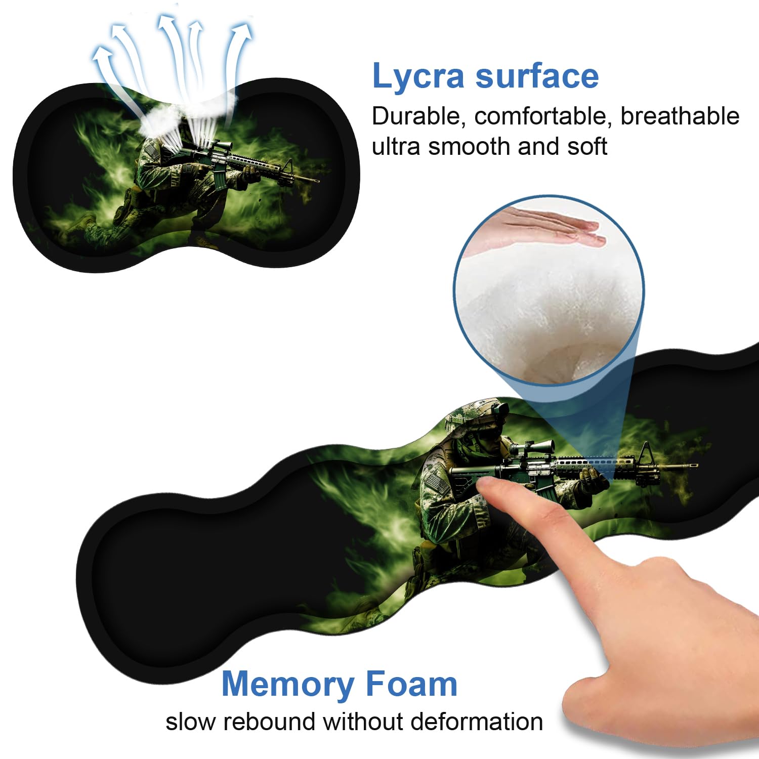4-in-1 Ergonomisches Mauspad aus Memory-Schaum, Handgelenkauflage-Set, große XXL-Gaming-Schreibtischunterlage + Tastatur-Handgelenkauflage + Maus-Handgelenkkissen + Untersetzer für Zuhause, Büro,