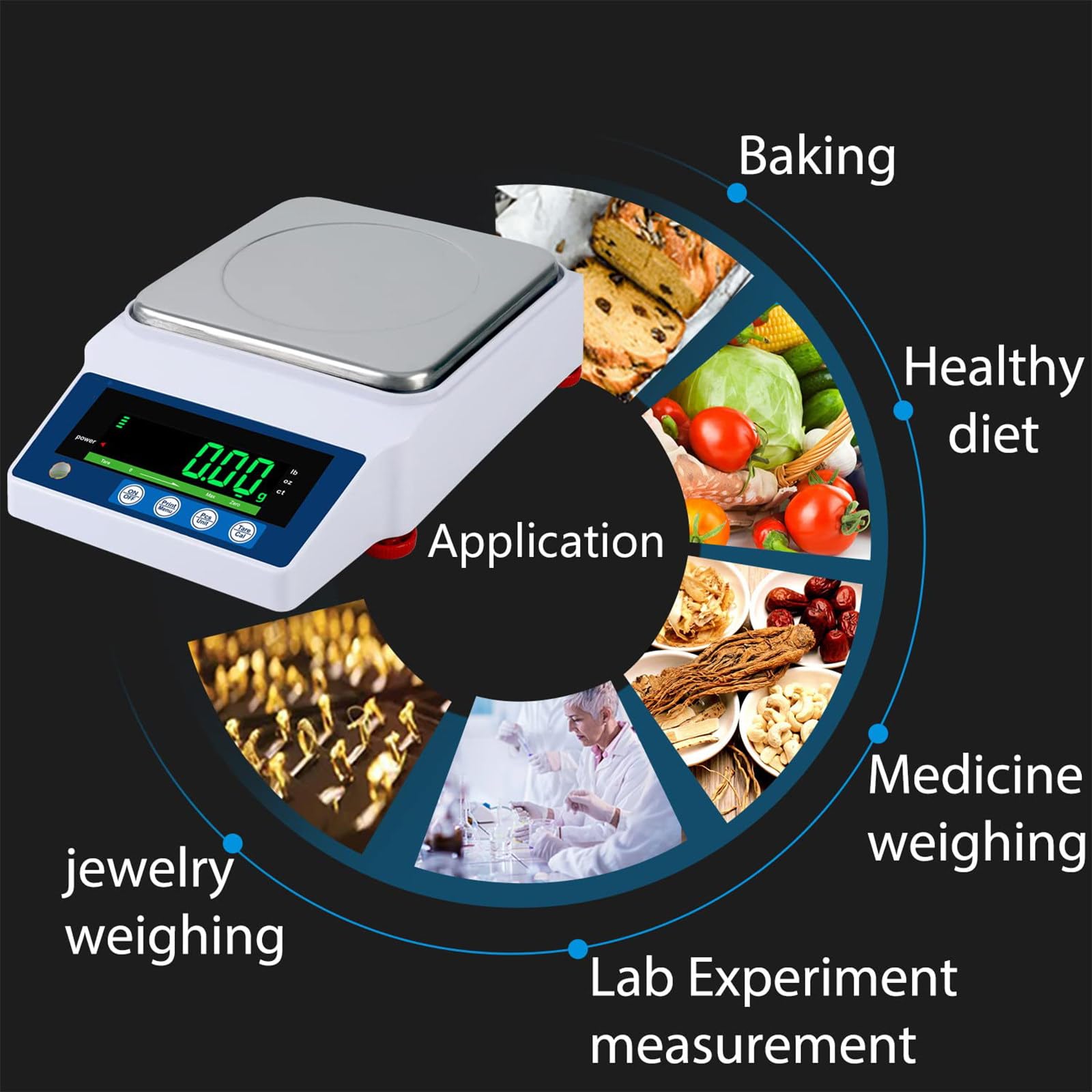 Bilancia analitica di precisione da laboratorio, bilancia elettronica, bilancia scientifica, bilancia in centigrammi, bilancia di calibrazione, adatta per chimica, laboratorio, gioielleria, ecc.,500g