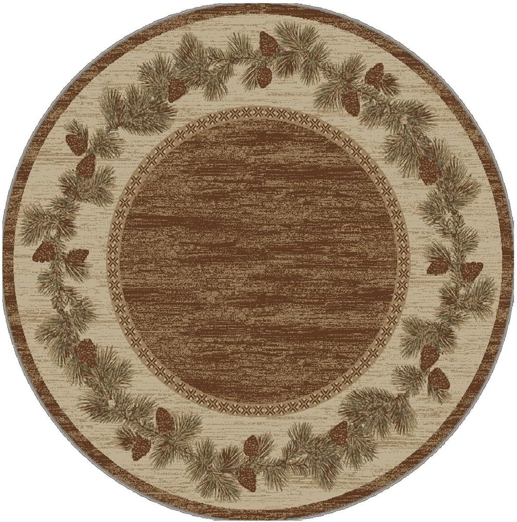 Rustic Lodge, Pine Cone Open Field Area Rug, 63" W x 87" L, Multi 6708