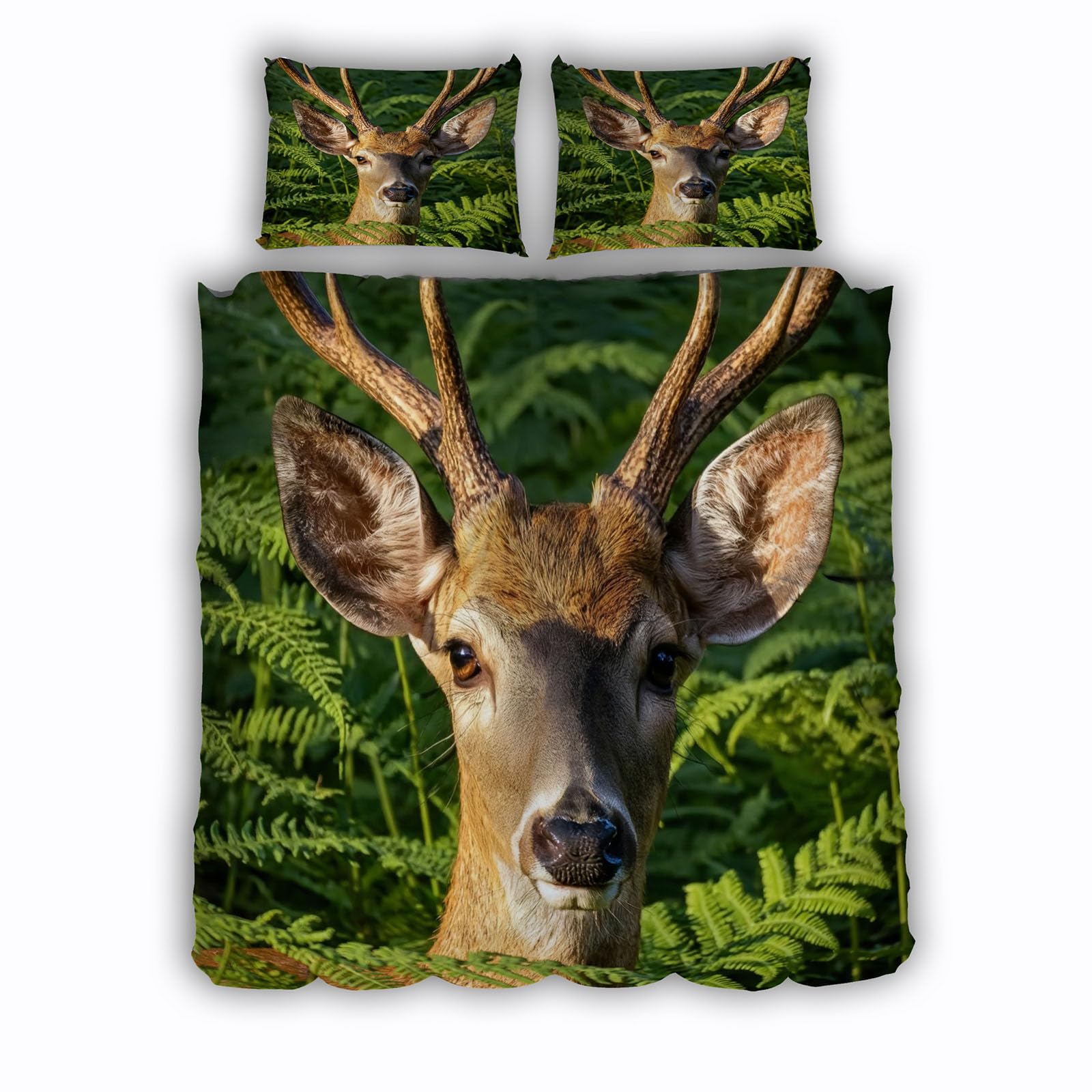 Parure de lit wapiti 3D drap de couette animaux 220x240 et taies d'oreiller