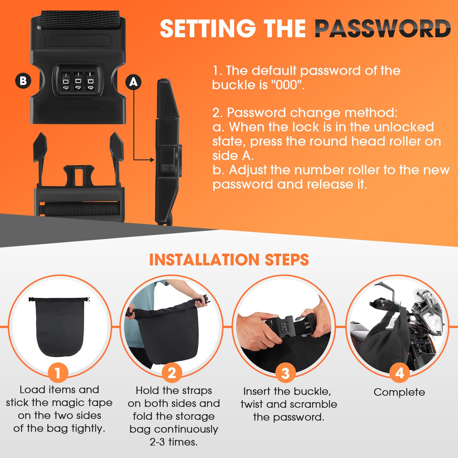 Motorrad Helmtasche mit Kombinationsschloss, 30L Große Wasserdicht Fahrradhelm Helmbeutel für Motorradhelm Skihelme Fahrradhelme Reithelme Basketball Fitness, Abschließbar Helmsack - 5