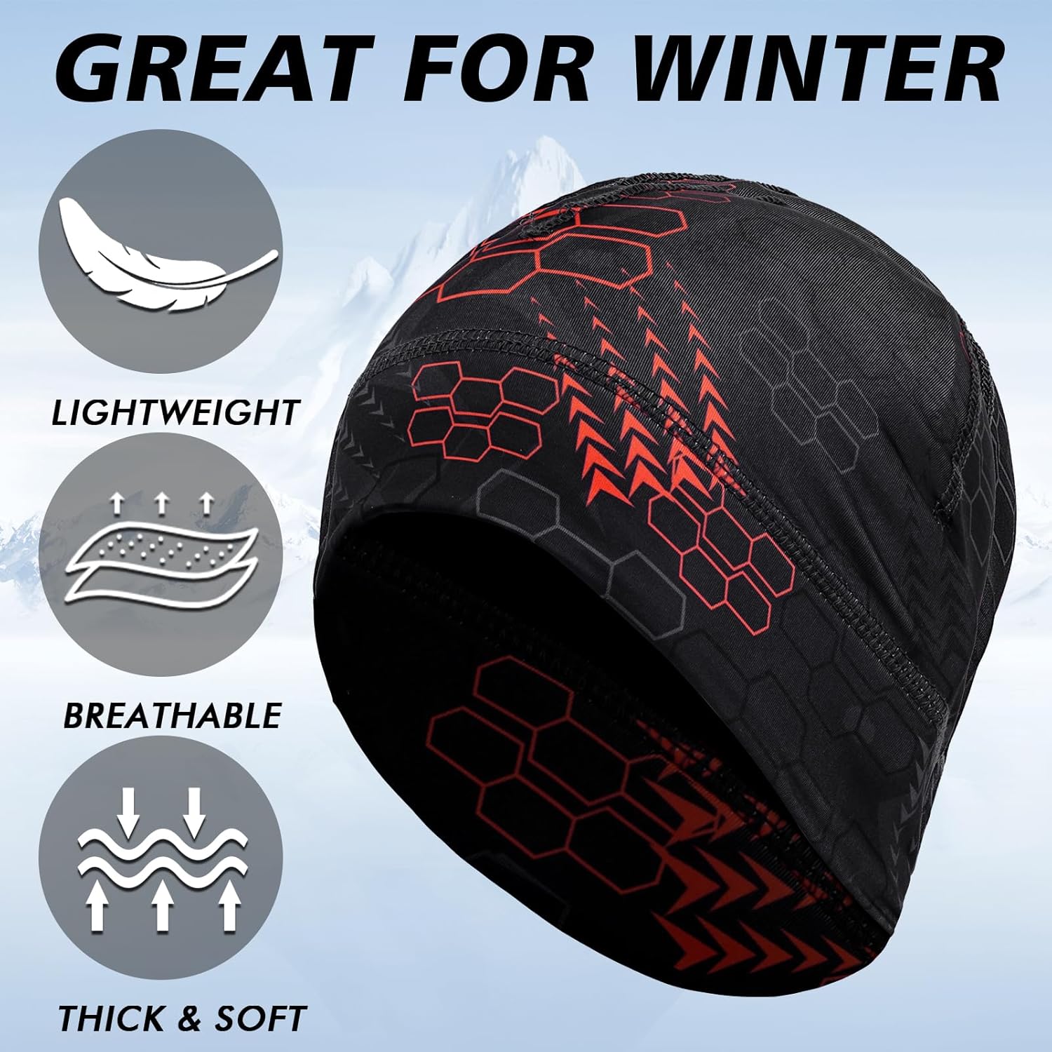 Winter Thermal Beanie Cap - Windproof Skull Warm Headwear Hat for Outdoor Activities or Wear Under Helmet - Image 4