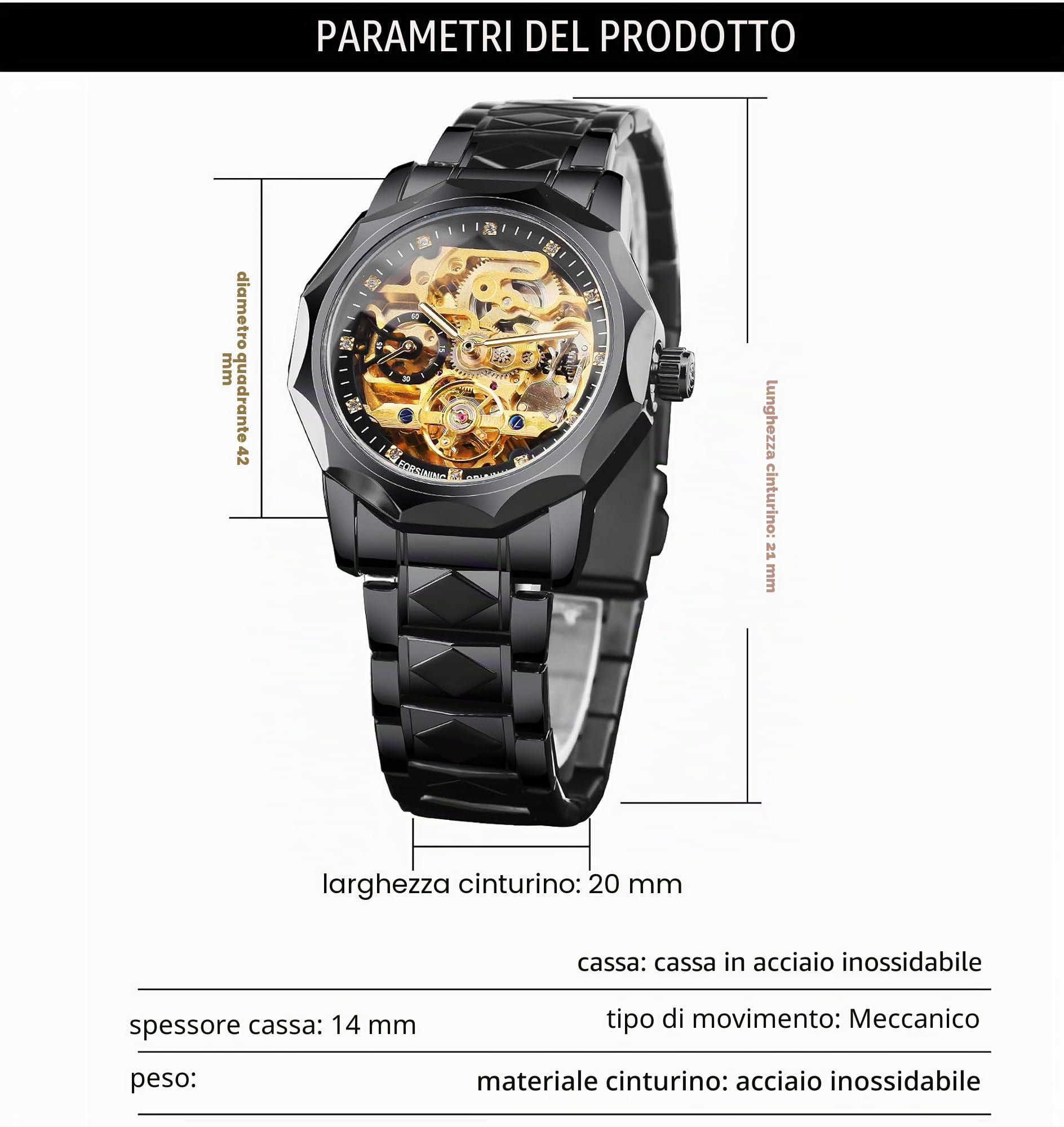 Tourbillon Design Orologio da polso da uomo analogico automatico in acciaio inossidabile