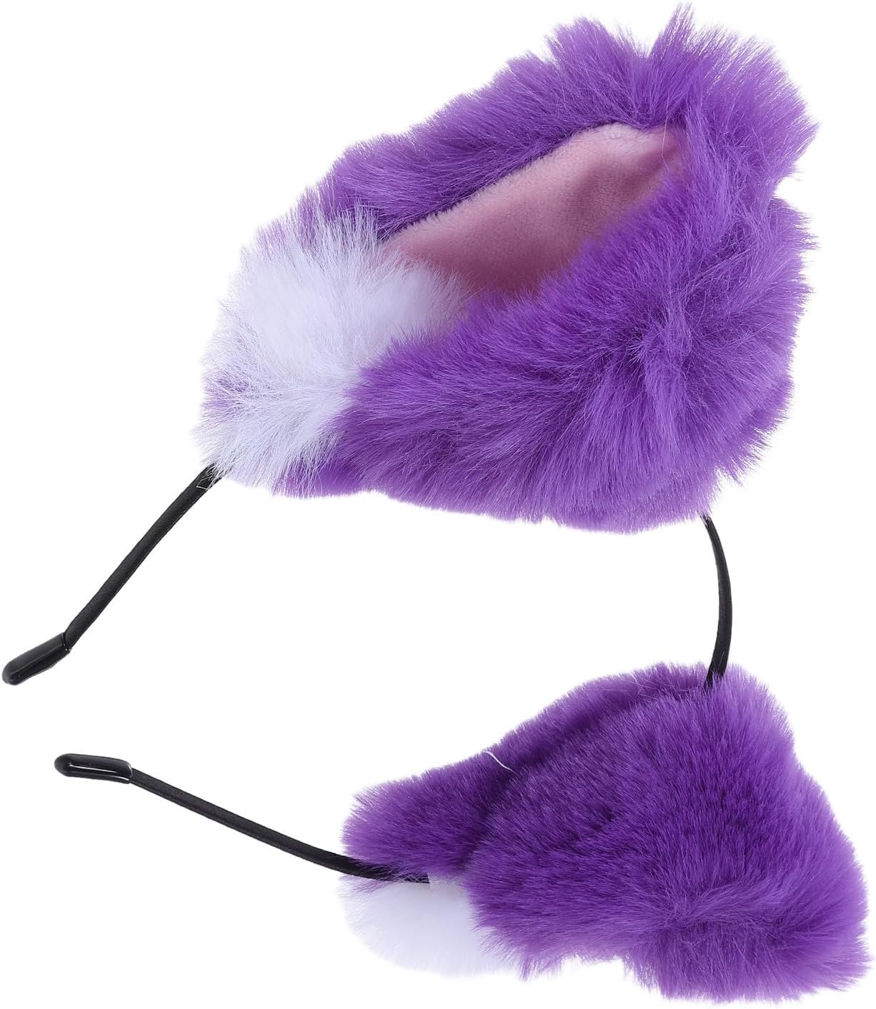 Purple Faux Fur Cat Ear Headband for Women Soft Plush Animal Ear Hair Accessories with Smooth Flexible Lining, for Cosplay and Dress up Headpiece Events