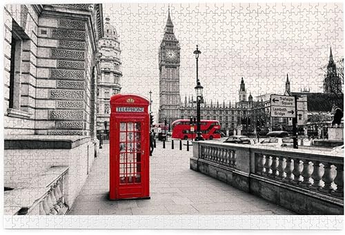 El rompecabezas rojo de London Street es adecuado para adultos y niños rompecabezas de 1000 piezas