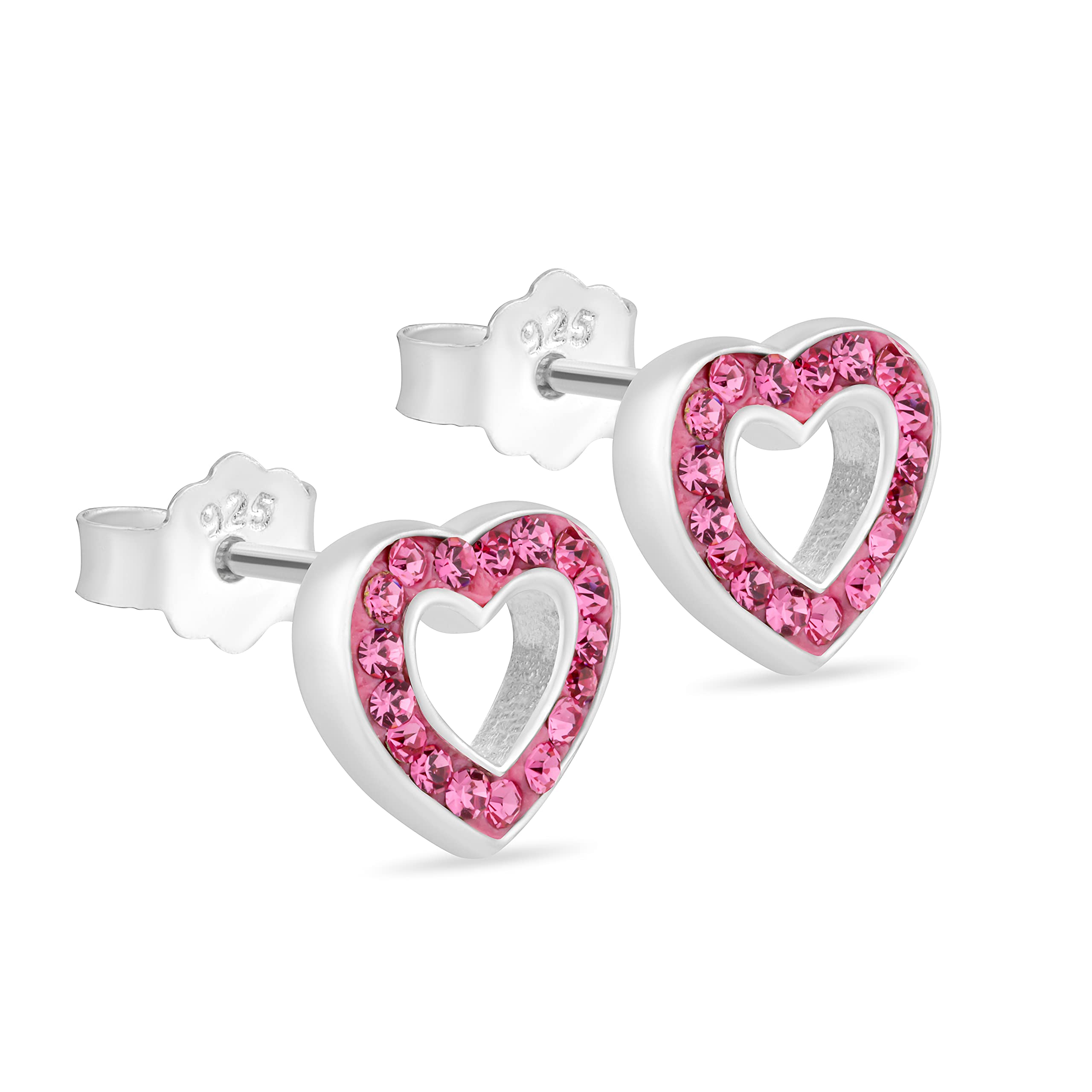 NKlaus singolo 8x9mm chakra cuore orecchini perno 925 argento colorato zircone signore bambini orecchino 11169