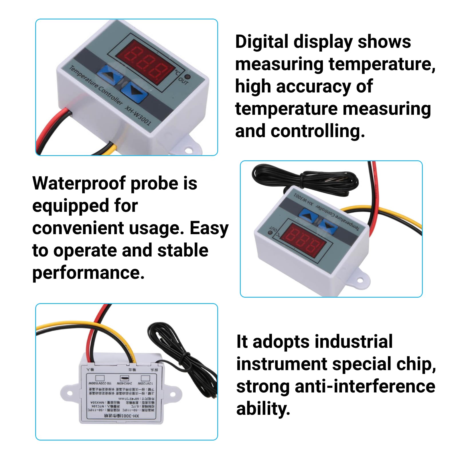 XH-W3001 Temperaturregler 220V/1500W Mit Wasserdichter Sonde – Digital, Einstellbar, -50 Bis 110°C