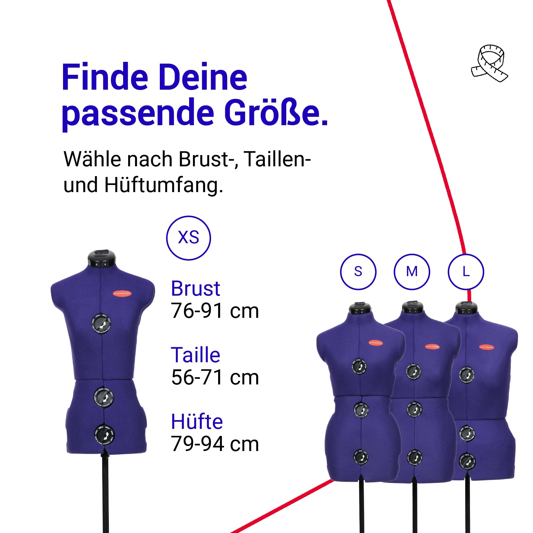 Prym 611754 Popiersie krawieckie XS "Prymadonna" 8-częściowy