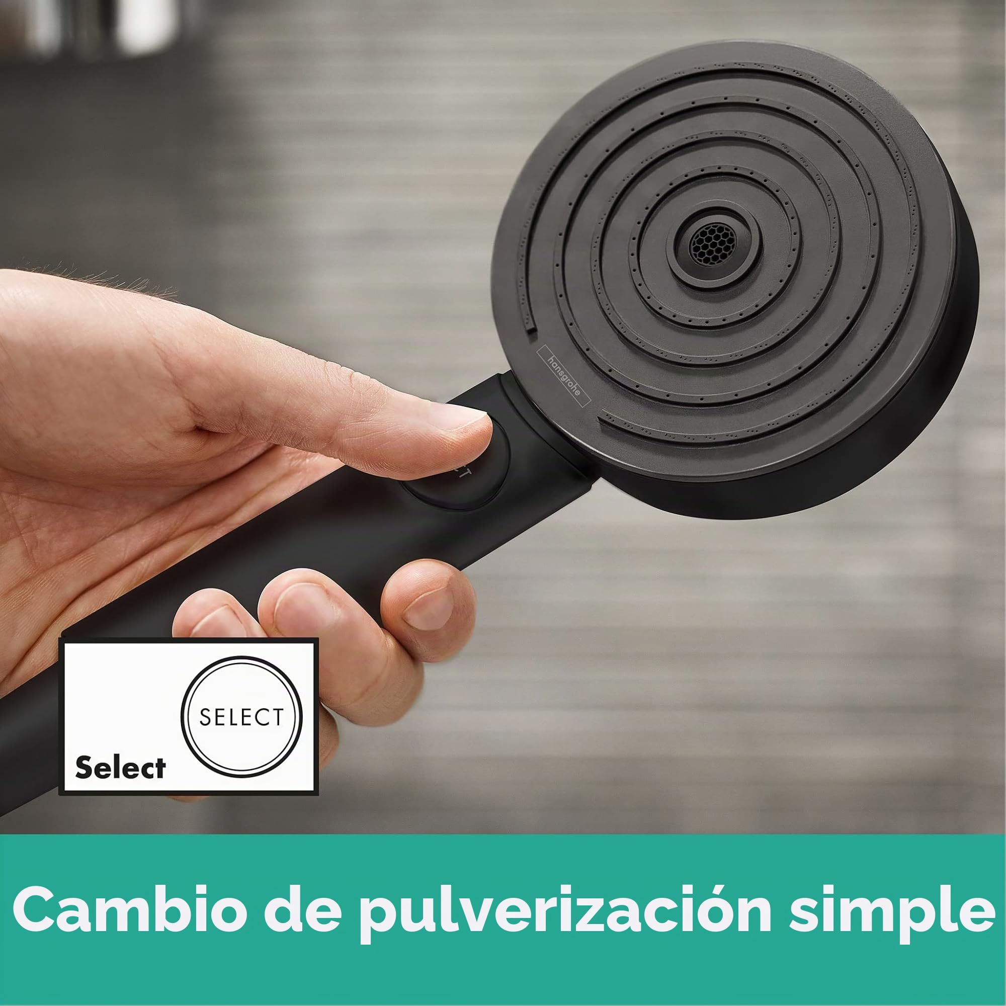 hansgrohe Pulsify Select S Set de ducha 105 3 tipos de chorro Relaxation Ahorro de agua 9 l/min con barra de ducha 65 cm, negro mate, 24161670