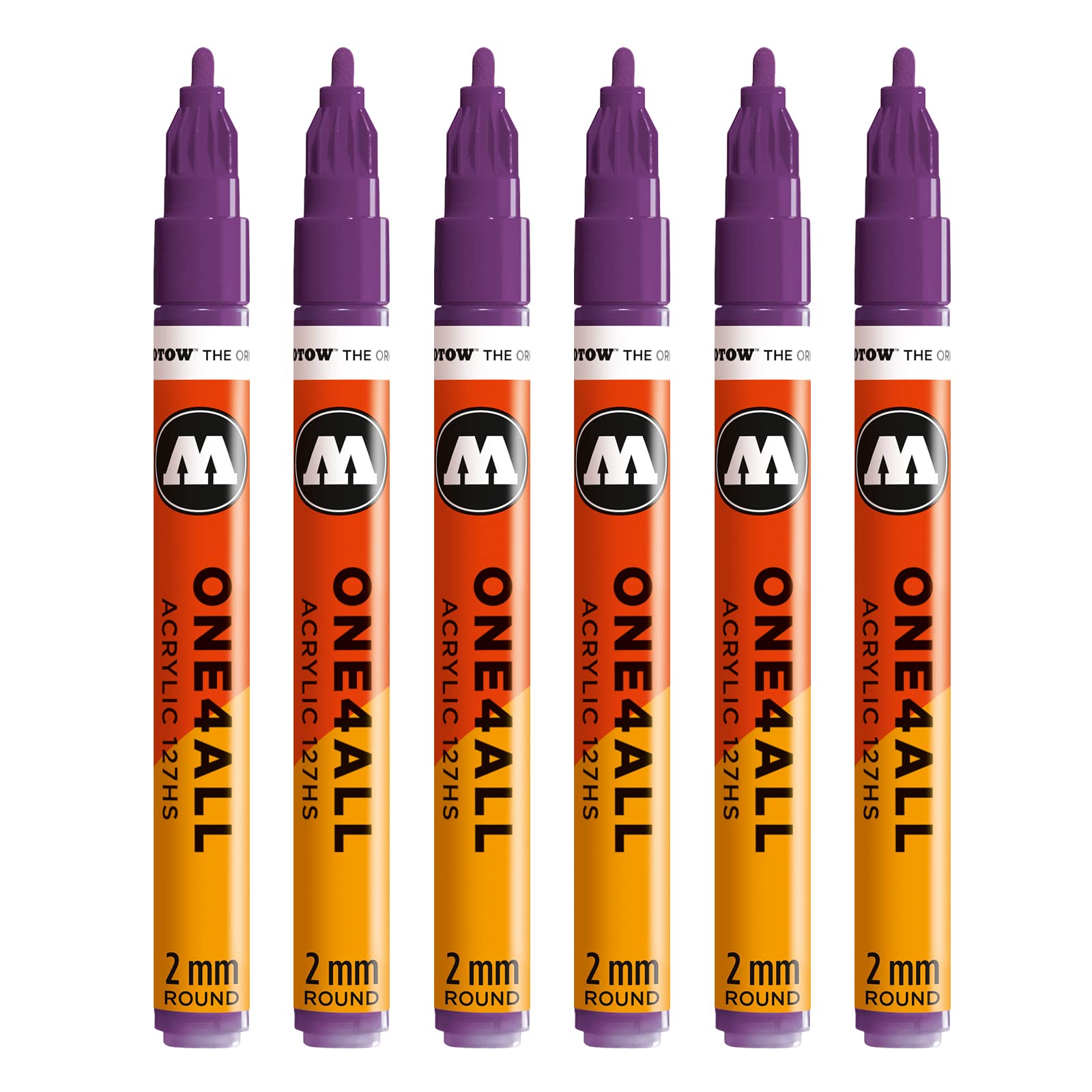 Molotow One4All 127HS Acrylic Marker (2.0 mm Line Width, High Coverage and Permanent, UV-Resistant, for Almost All Surfaces) Pack of 6 Colour 042 Currant โ image 1