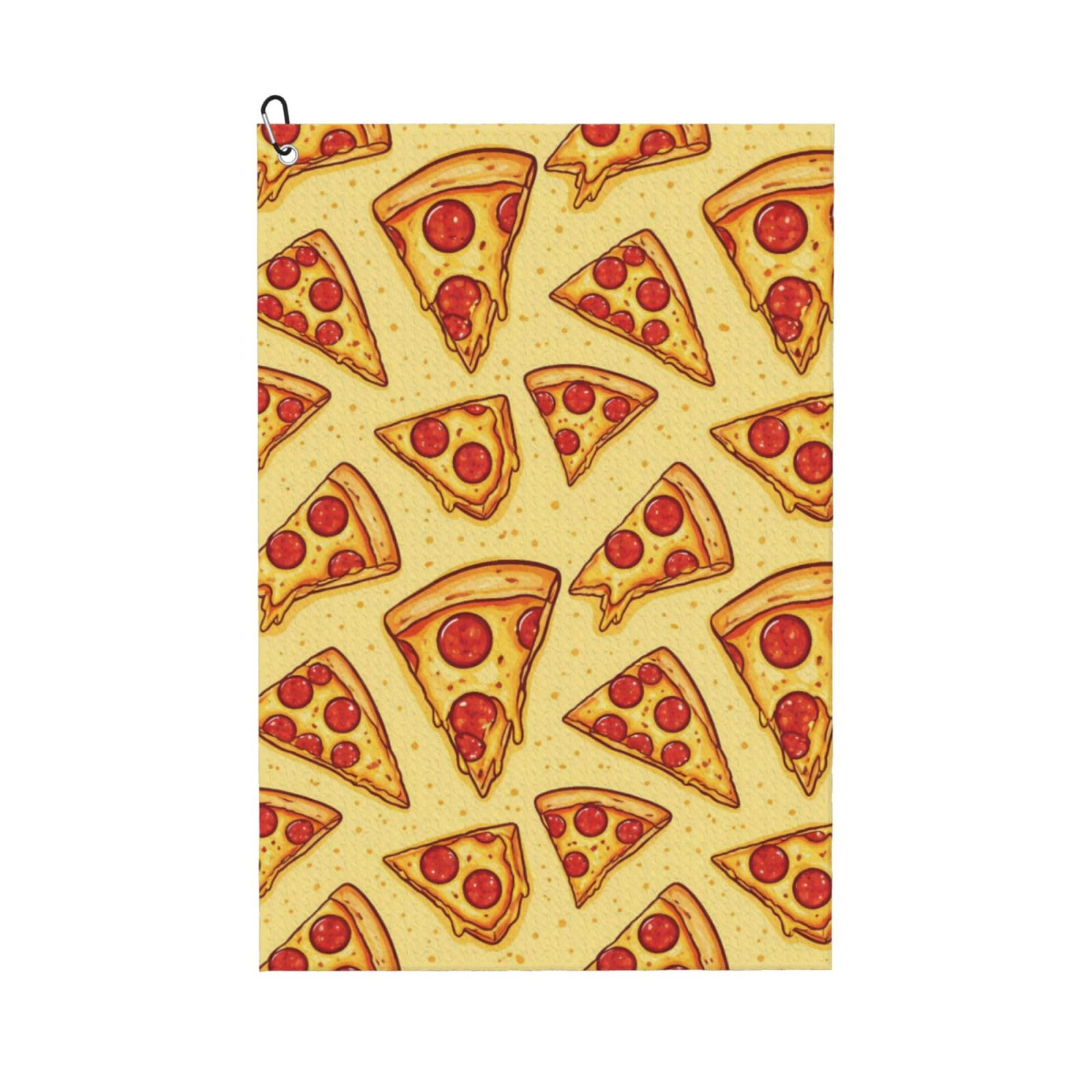 Oudrspo Cartoon Tasty Pizza Fun Pattern Multi-Functional Golf Towel | Absorbent Quick Drying 16x24in