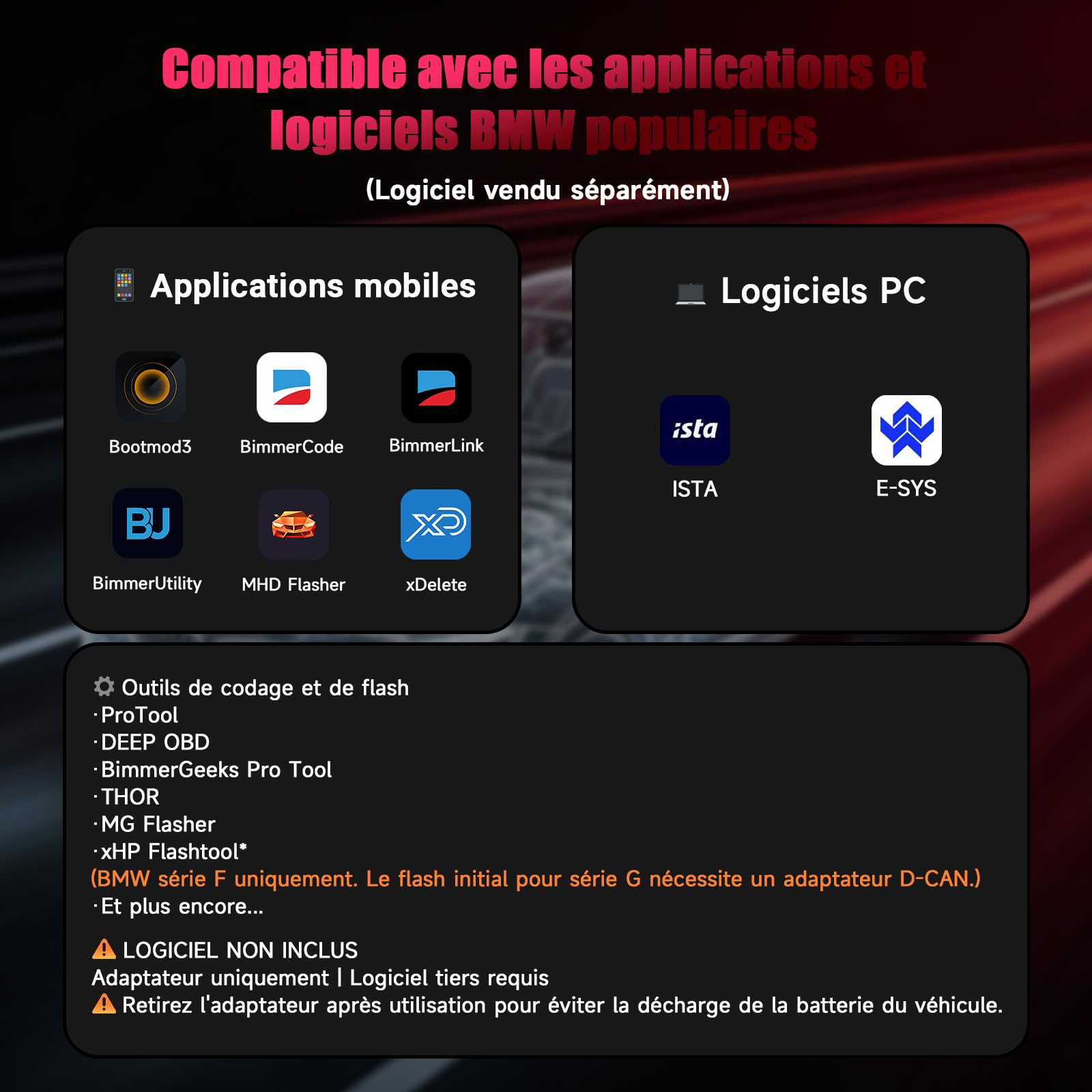 Enet Adaptateur WiFi pour BMW Série F/G/I, adaptateur OBD WiFi compatible avec Bootmod3, BimmerCode, Bimmerlink, Bimmergeeks, MHD, Ethernet vers OBD2, outil de diagnostic et de codage