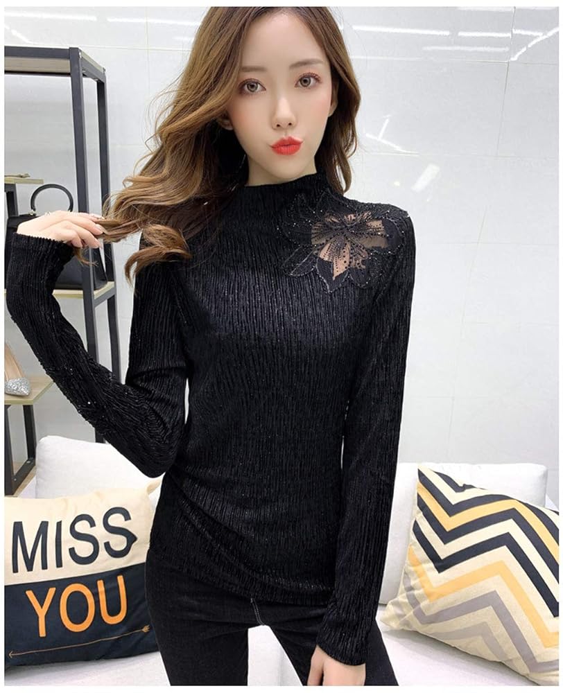 【M】　新品　シフォン　長袖　ハイネック　社交ダンス　トップス　青　2035 M】 新品 シフォン 長袖 ハイネック 社交ダンス トップス 青 2035