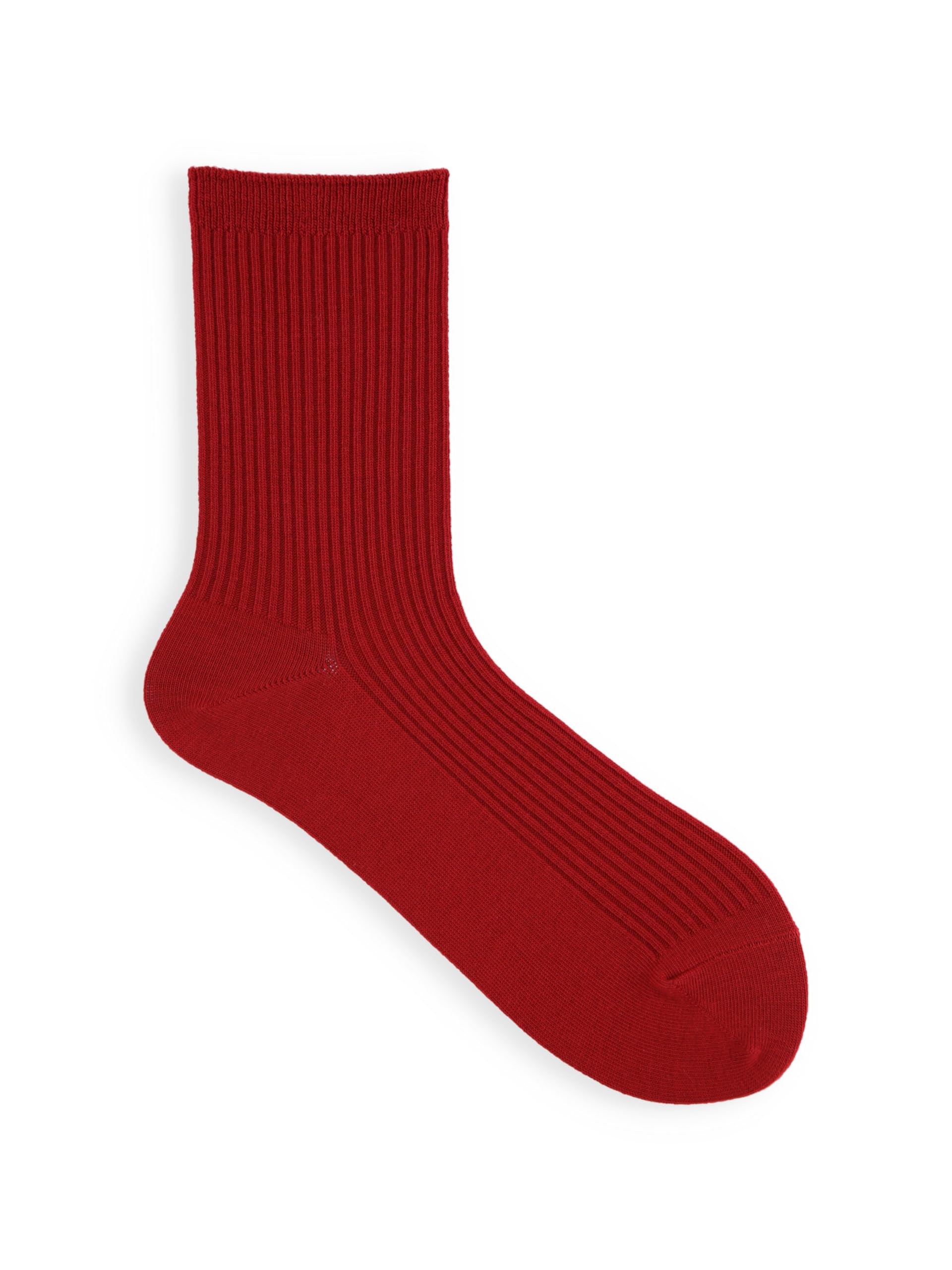 Tabio Made in Japan Women 2x2 Rib Crew Socks Cotton Vintage Red