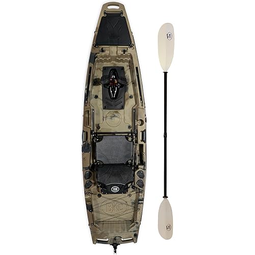 BKC PK11 10.5-Foot Sit-On-Top Fishing Kayak, Pedal Drive Propeller System, Stable Hull Design, Pro Aluminum Frame Seat by Brooklyn Kayak Company