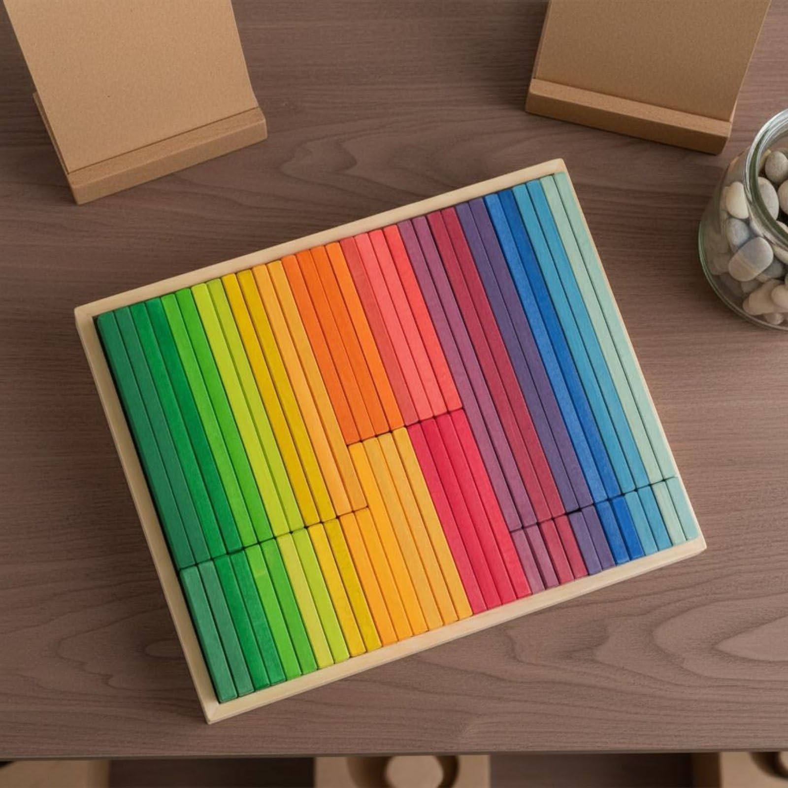 Arco Componibile Blocchi Arcobaleno Pista di Costruzione in Legno Gioco Educativo per Scuola Asilo
