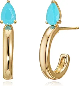 FETTERO Gold Hoop Earrings for Women, 14K Gold Plated Open C Shape Hoops Lightweight Chunky Gold Earrings, Hypoallergenic Gold Earrings for Women Ear Piercing Jewelry Gifts