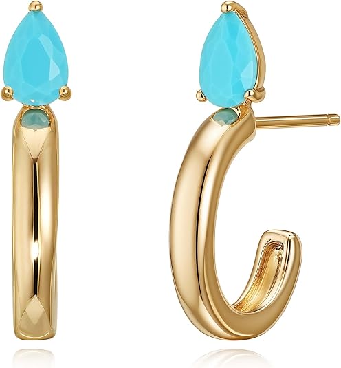 FETTERO Gold Hoop Earrings for Women, 14K Gold Plated Open C Shape Hoops Lightweight Chunky Gold Earrings, Hypoallergenic Gold Earrings for Women Ear Piercing Jewelry Gifts