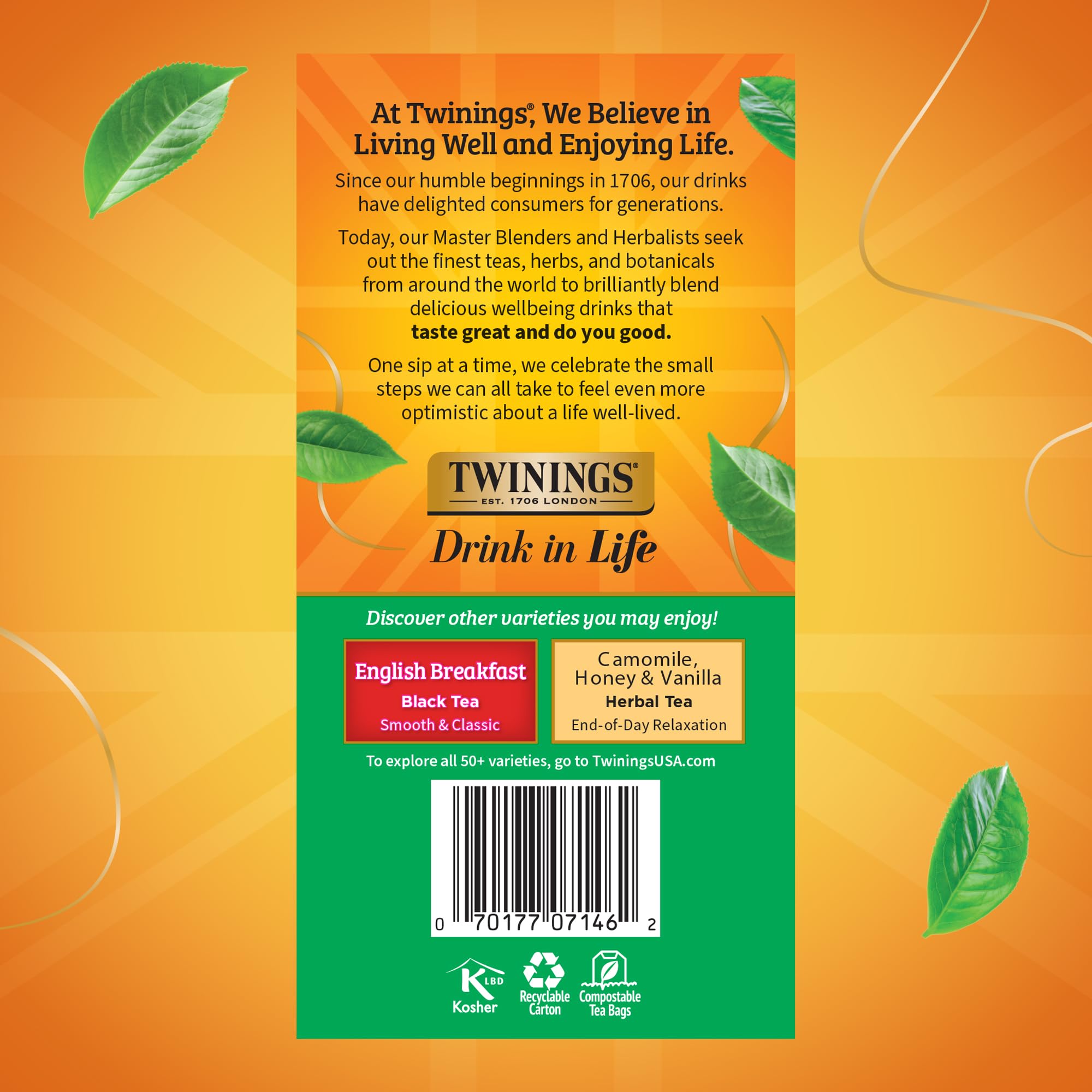 Twinings of London Irish Breakfast Black Tea Bags, 50 Count (Pack of 6)