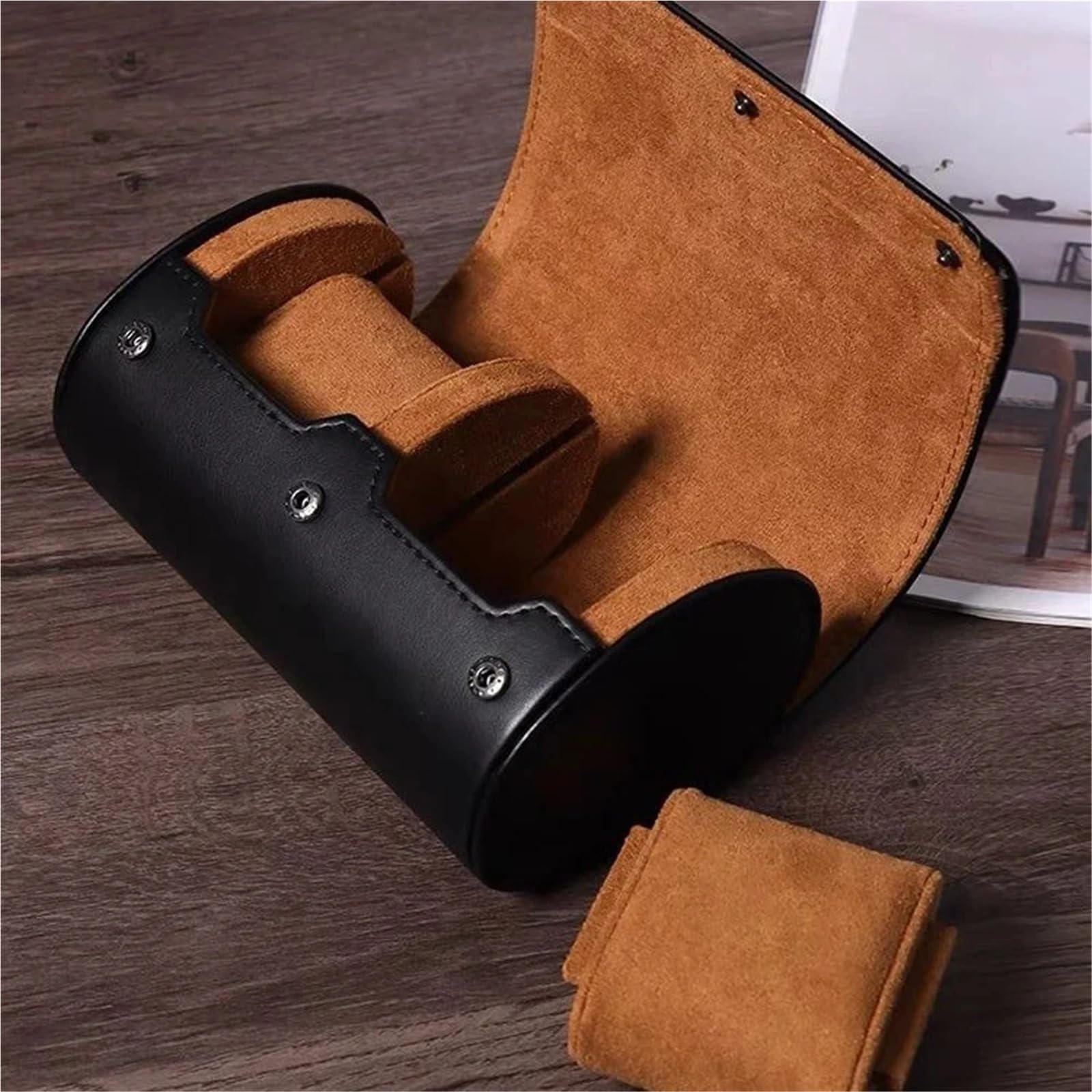 Scatola Da Viaggio for Rotolo Di Orologio 2 Pezzi Per Orologi | Organizer for uomo con custodia in pelle PU con rotoli portatili da 1/2/3 slot