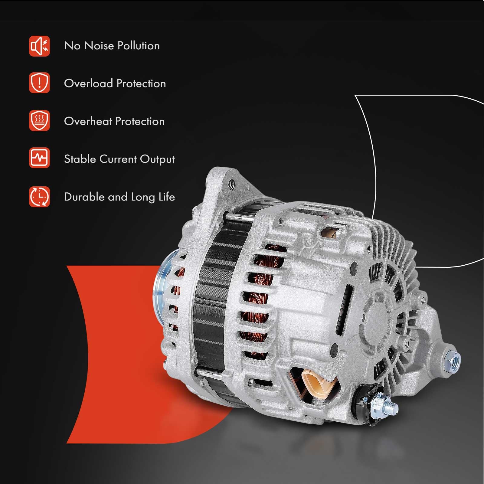 A-Premium Alternator Compatible with Infiniti QX50 2014-2017, Q60 2014-2015, G37 2010-2013, QX70, Q70, Q40, EX35, EX37, FX35, FX37, M37, Q70L & Nissan 370Z, 12V 130A 7-Groove Pulley Clockwise