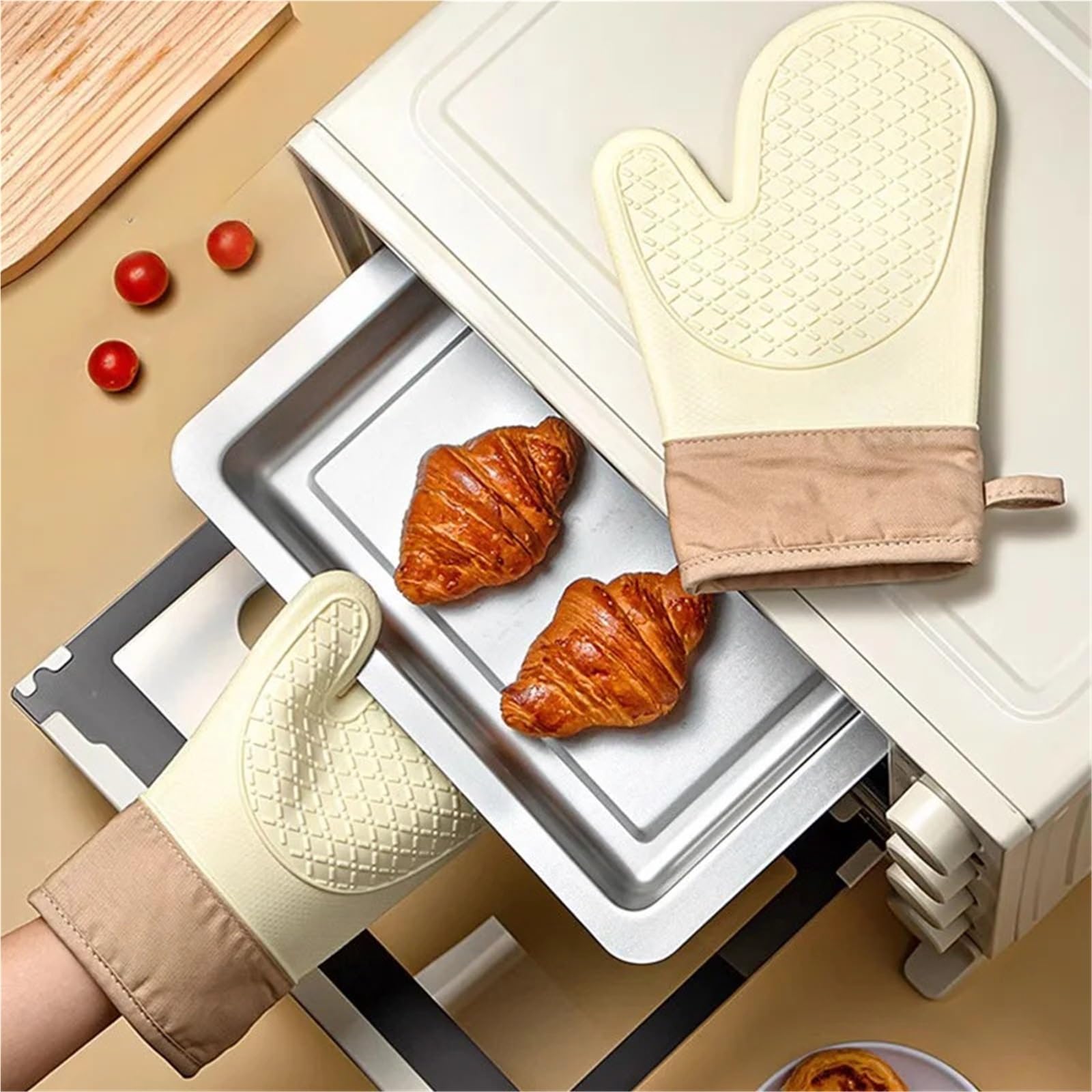 Gants de Cuisine résistants à la Chaleur, en Silicone Isolant, compatibles Micro-Ondes et Multicolores