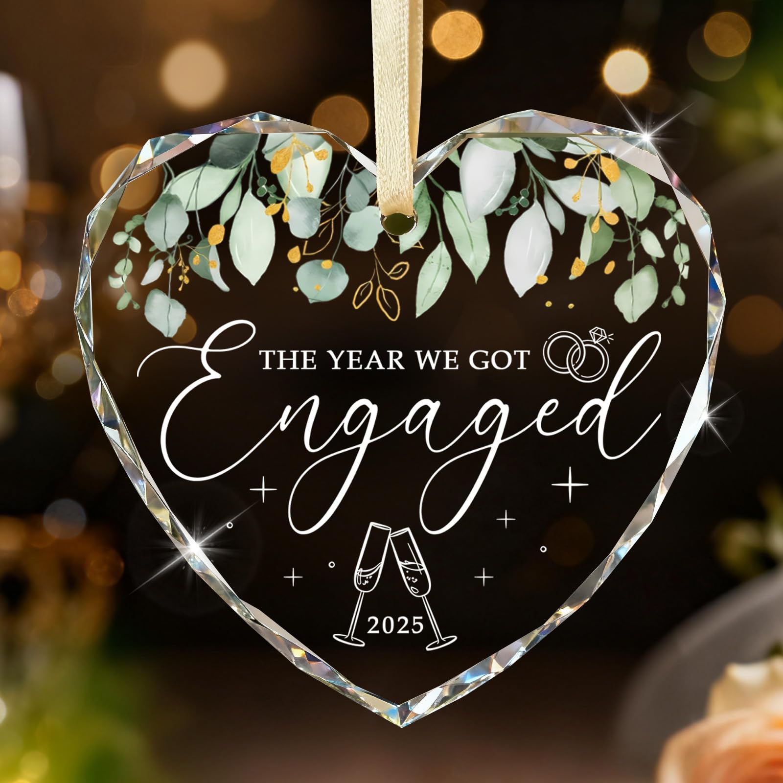 Emibele Engagement Gifts for Couples, Crystal Glass Engagement Gift for Newly Engaged Couples, Fiancee, Fiance, Just Engaged Decorations Bride to Be Gifts, Heart Crystal Ornament 2025 — image 1