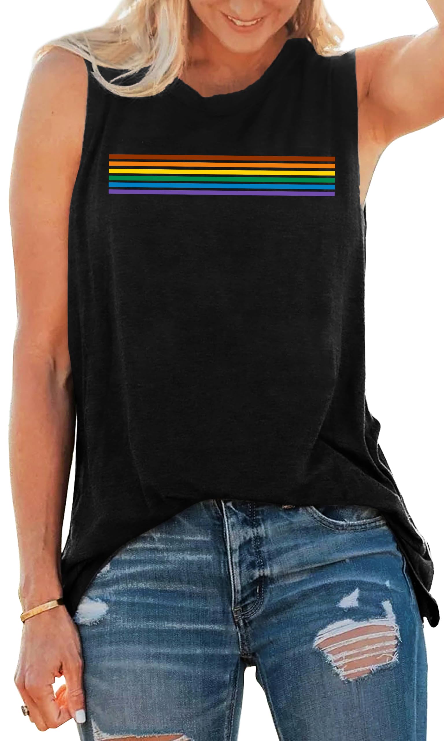 Pride Tank Tops for Women: LGBT Rainbow Graphic Tee Gay Pride Sleeveless Shirts Love is Love LGBTQ Vest Tanks