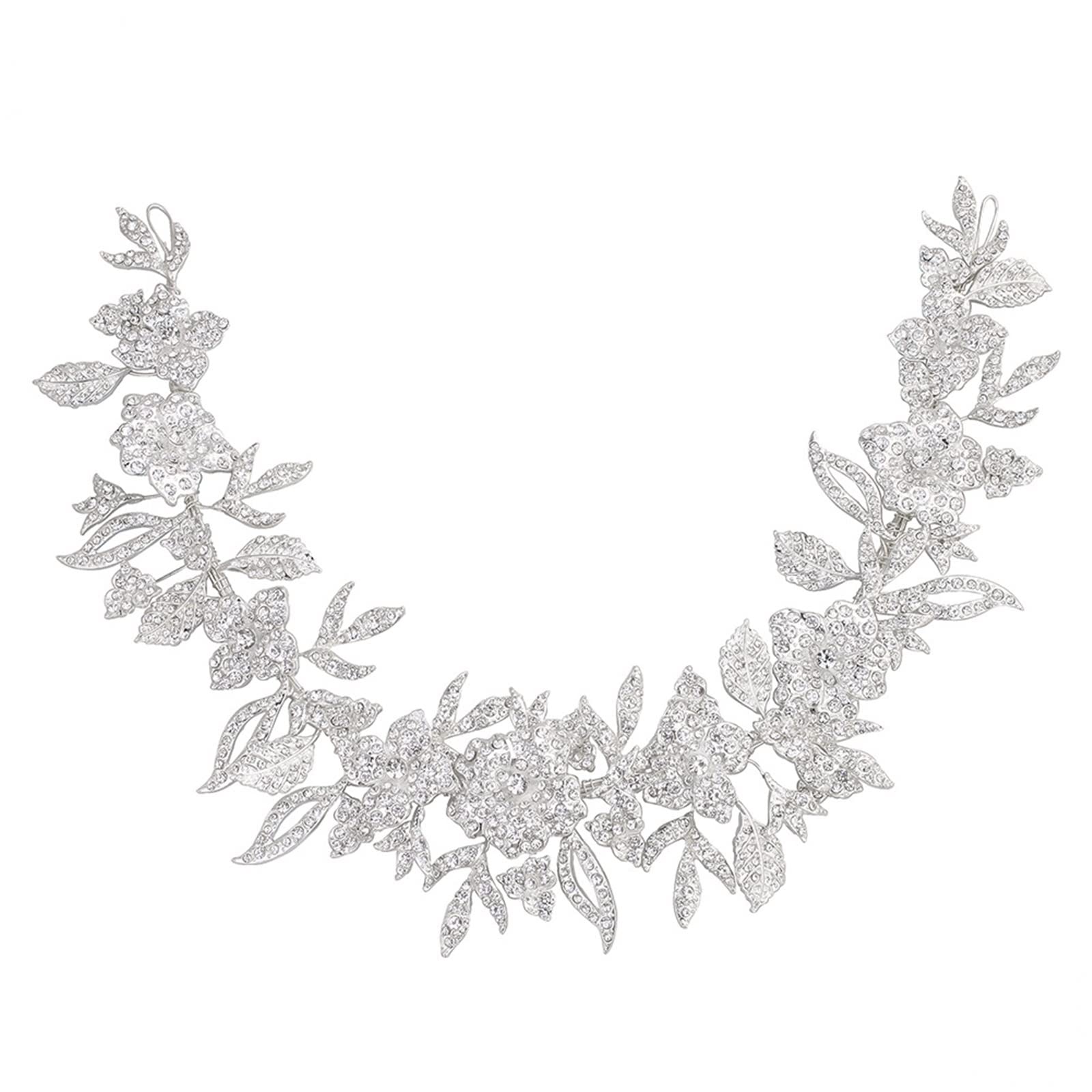 Epinki Taillengürtel Fransen, Blumen mit Zirkonia Körperkette Elastisch Silber Körper Accessoires Schmuck, Länge 39.5CM