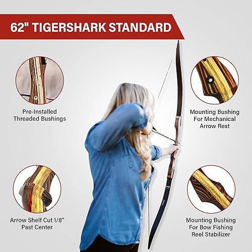Miniatura 2 de Southwest Archery Tigershark Takedown - Arco recurvo  Versiones estándar y PRO  Arco de caza de 62 pulgadas  zurdo y diestro  Pesos de tracción en