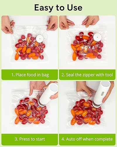 Miniatura 5 de Handheld Vacuum Sealer for Food, Compact Vacuum Sealer Machine with 30 Reusable Bags, Rechargeable Food Sealer for Freezer, Kitchen, Home, BBQ, Sous