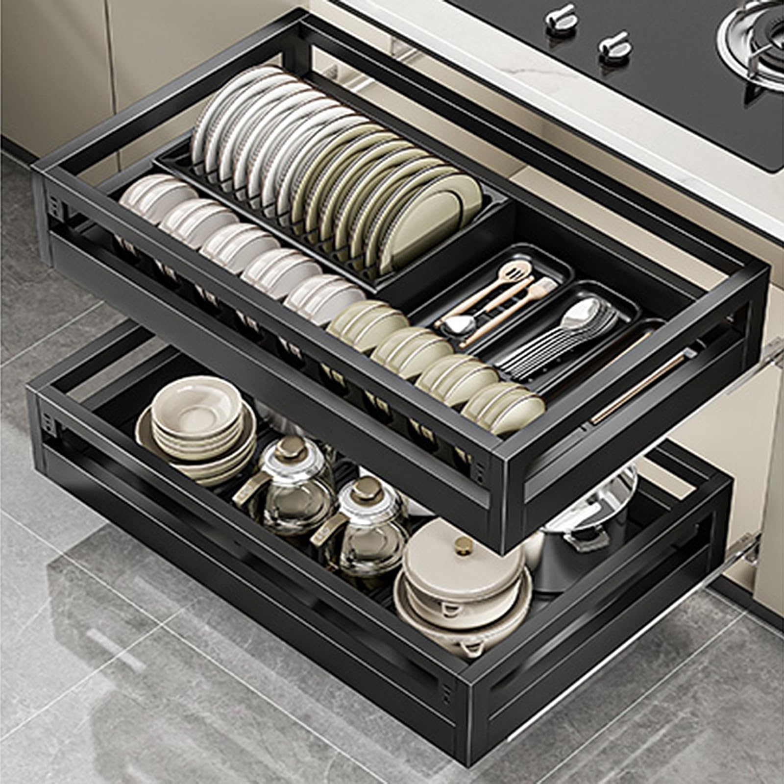 KINGRACK Scolapiatti in acciaio inox 304, scolapiatti a 2 ripiani, con