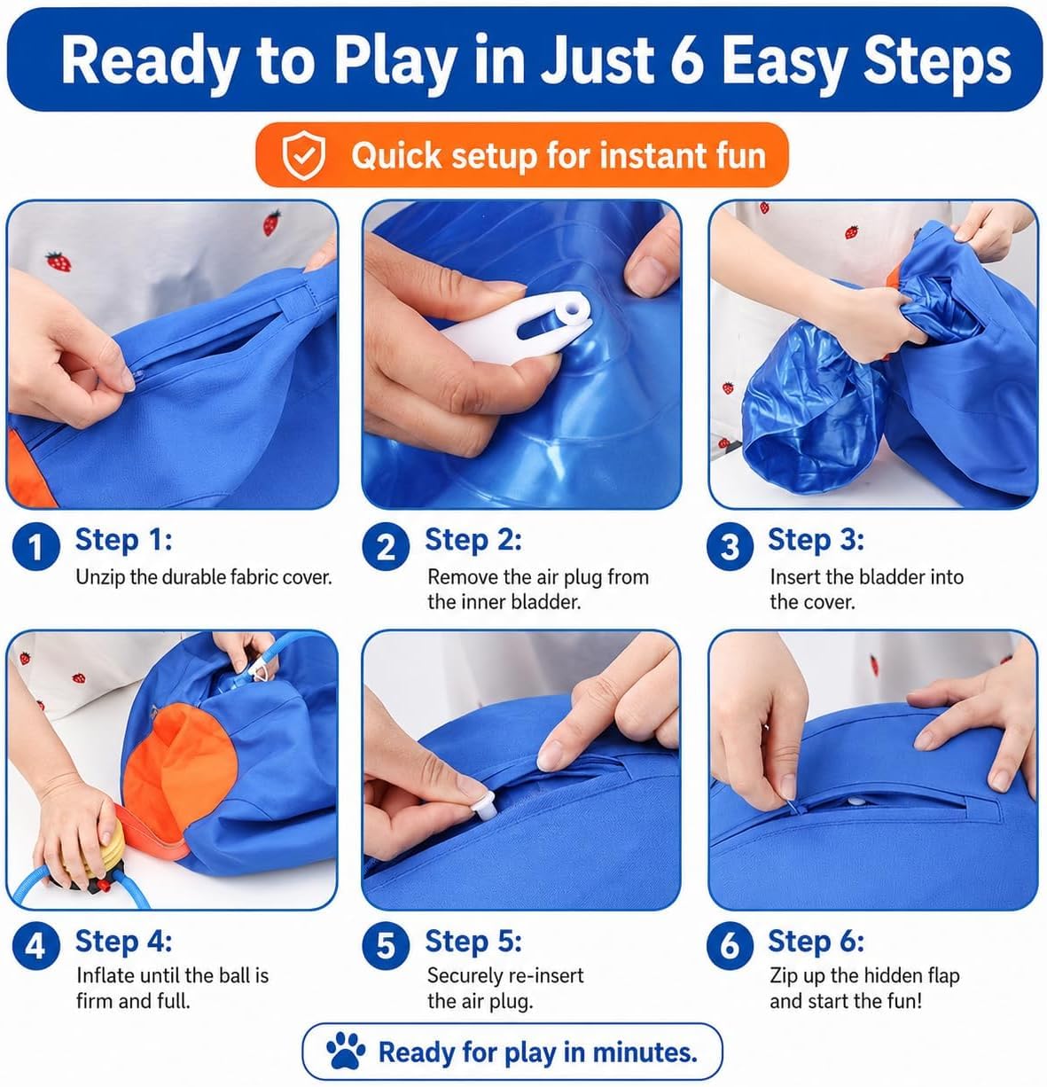 Ballon Chien Interactif Ultra-Résistant - Ballon Increvable pour Chien Actif, Jouet Indestructible Grande Taille pour Extérieur, Stimule l'Instinct de Poursuite (A, 55cm)