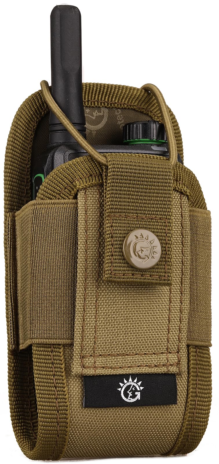 Tactical Radio Pouch MOLLE Interphone Holder Case Military Walkie Talkies Holster Tool Bag, Brown-picture-31