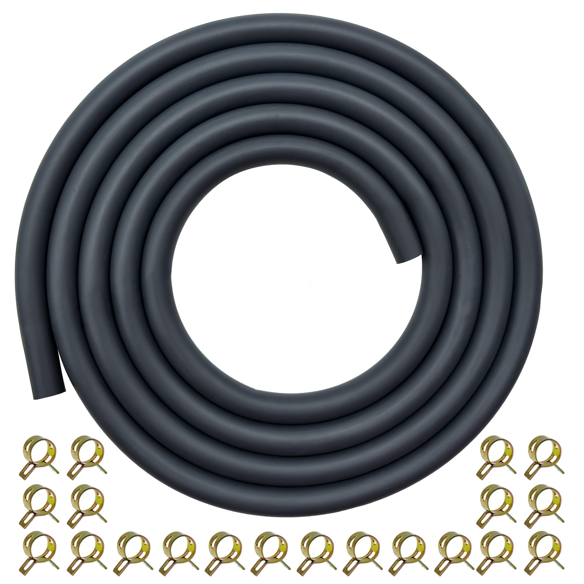6mm(1/4") ID Fuel Line Hose 2.4 Meters(8 Feet) Gas Tube for Kawasaki Kohler Briggs & Stratton Small Gas Diesel Powersports Engines and Generators with 20 Clamps Rubber Black