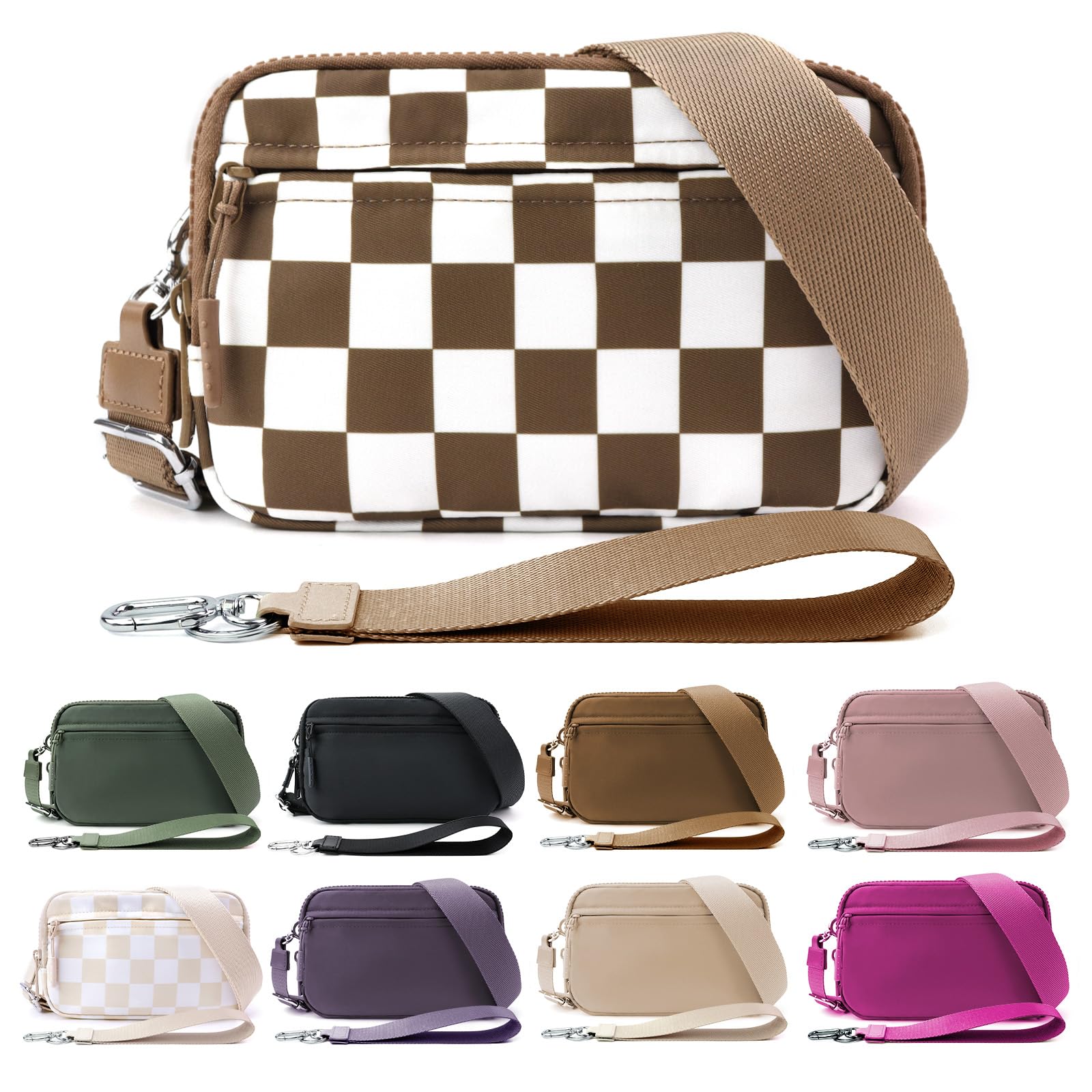 IBEE Dual Wristlet Wallets for Women RFID Blocking Crossbody Wallets Purse with ID Window Large Wristlet Purse Nylon