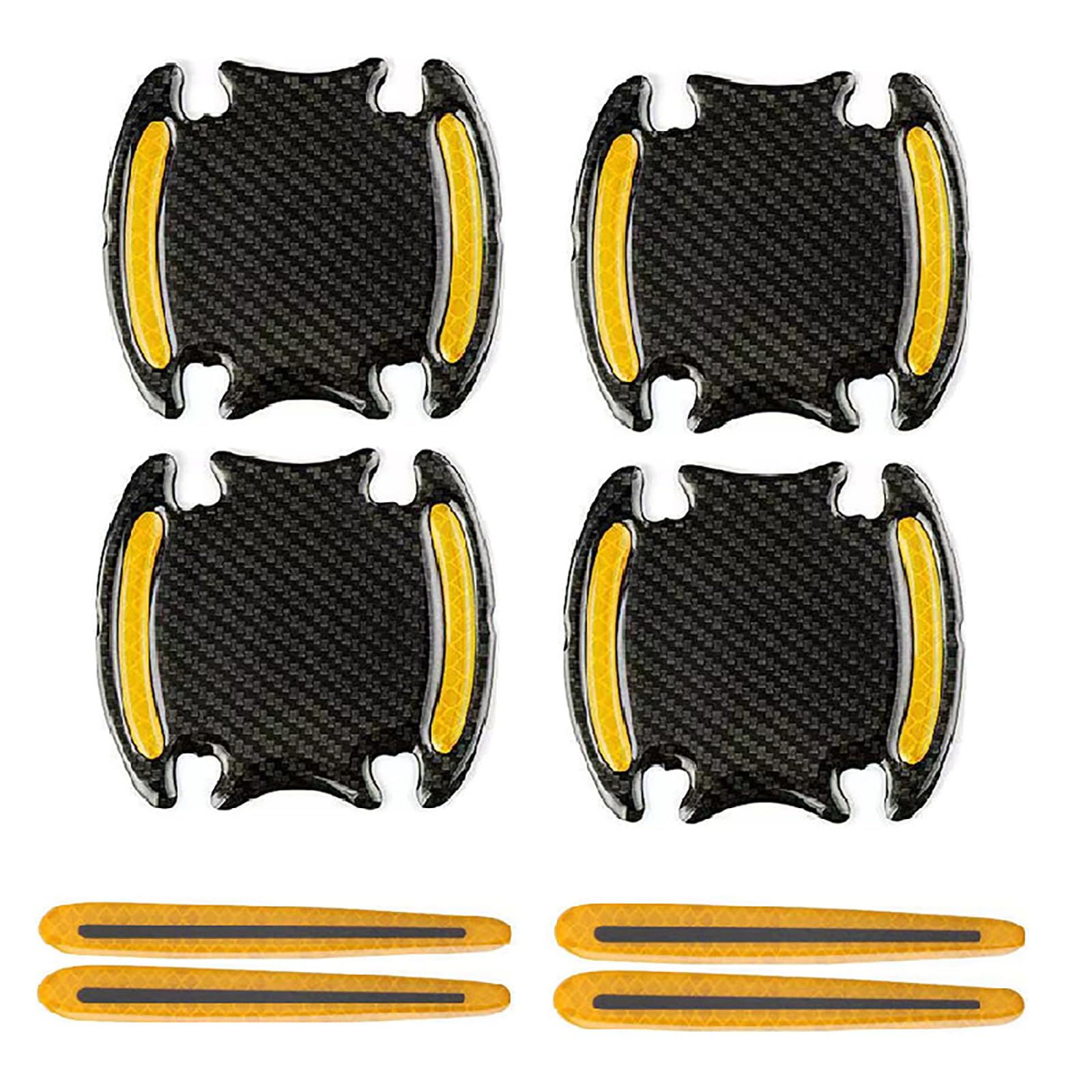 Reflective Car Door Handle Protector for Renault Kangoo 1997-2022 2023 2024 2025 X61 X62, 3D Carbon Fiber Epoxy Scratch Guard, Nighttime Safety Warning Sticker, Anti-Collision Paint Film 8Pcs